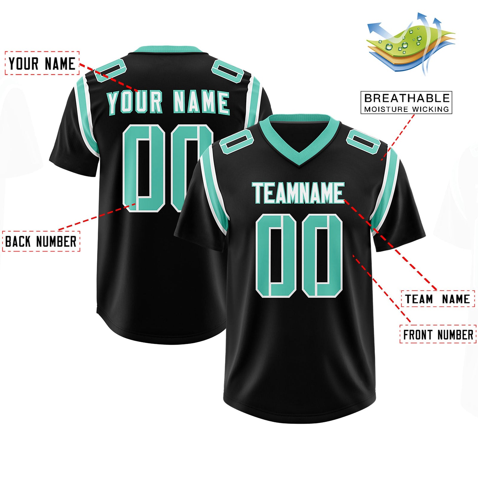 Custom Black Personalized Shoulder Cut Two-Tone Authentic Football Jersey