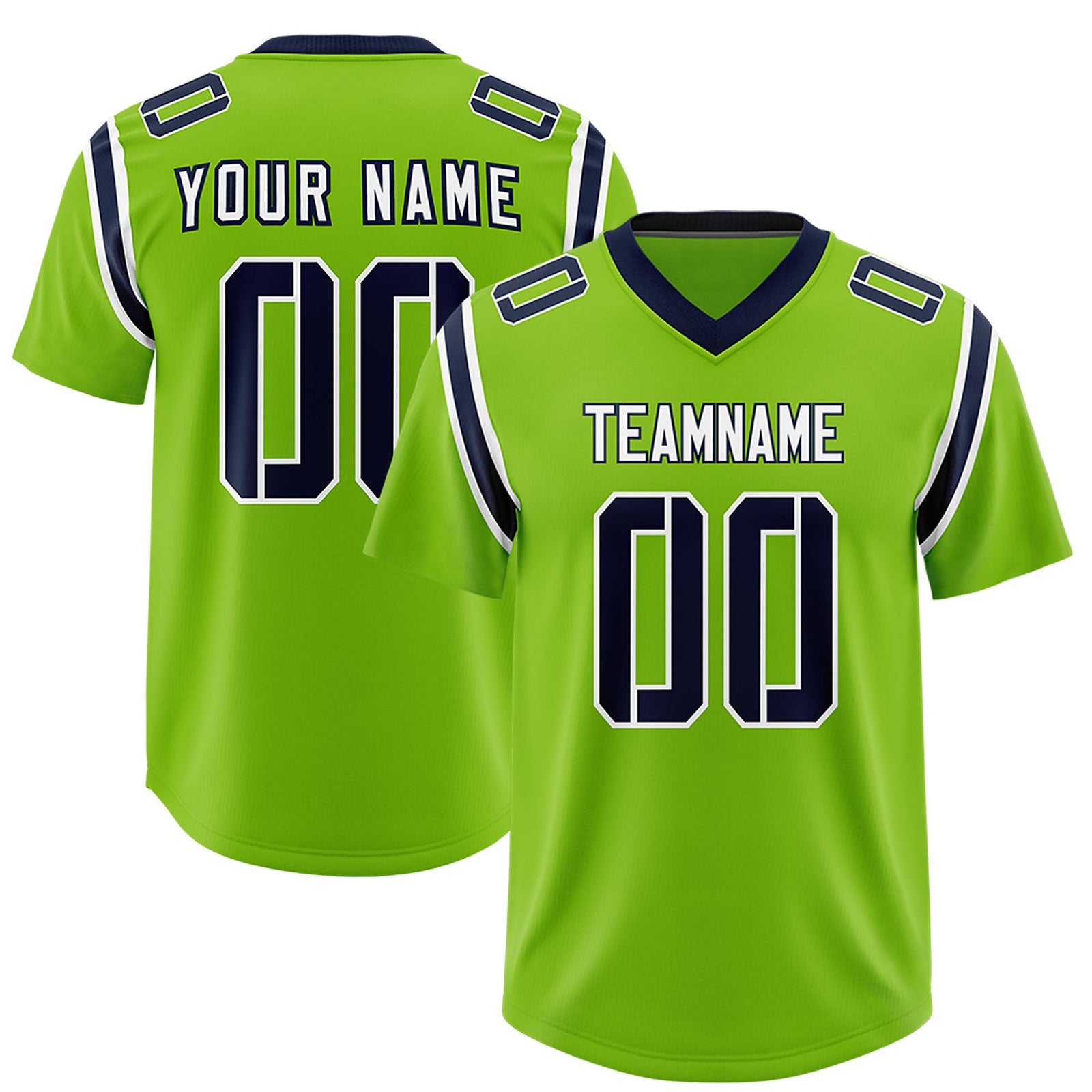 Custom Neon Green Personalized Shoulder Cut Two-Tone Authentic Football Jersey