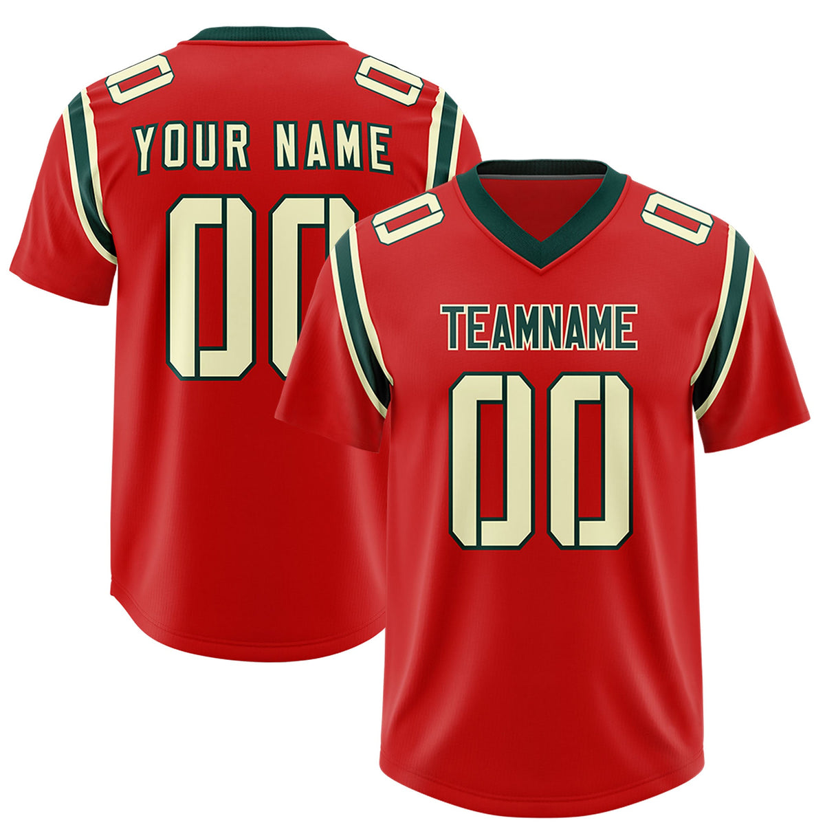 Custom Red Personalized Shoulder Cut Two-Tone Authentic Football Jersey