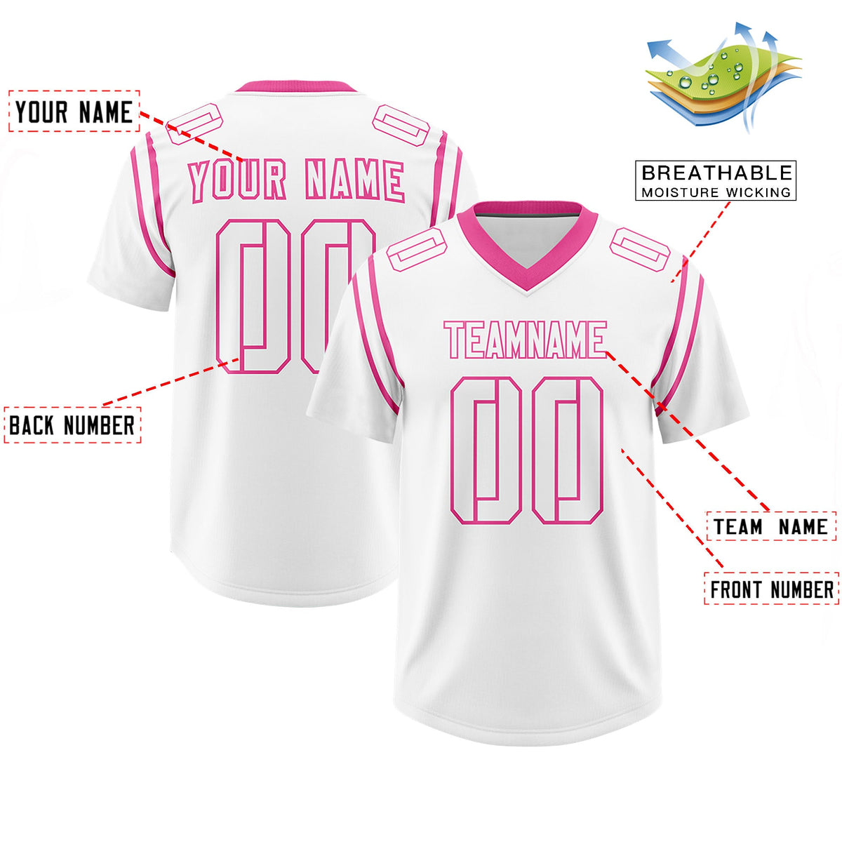Custom White Personalized Shoulder Cut Two-Tone Authentic Football Jersey