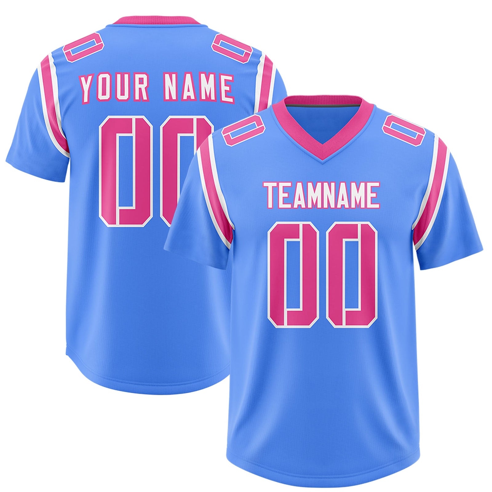 Custom Powder Blue Personalized Shoulder Cut Two-Tone Authentic Football Jersey