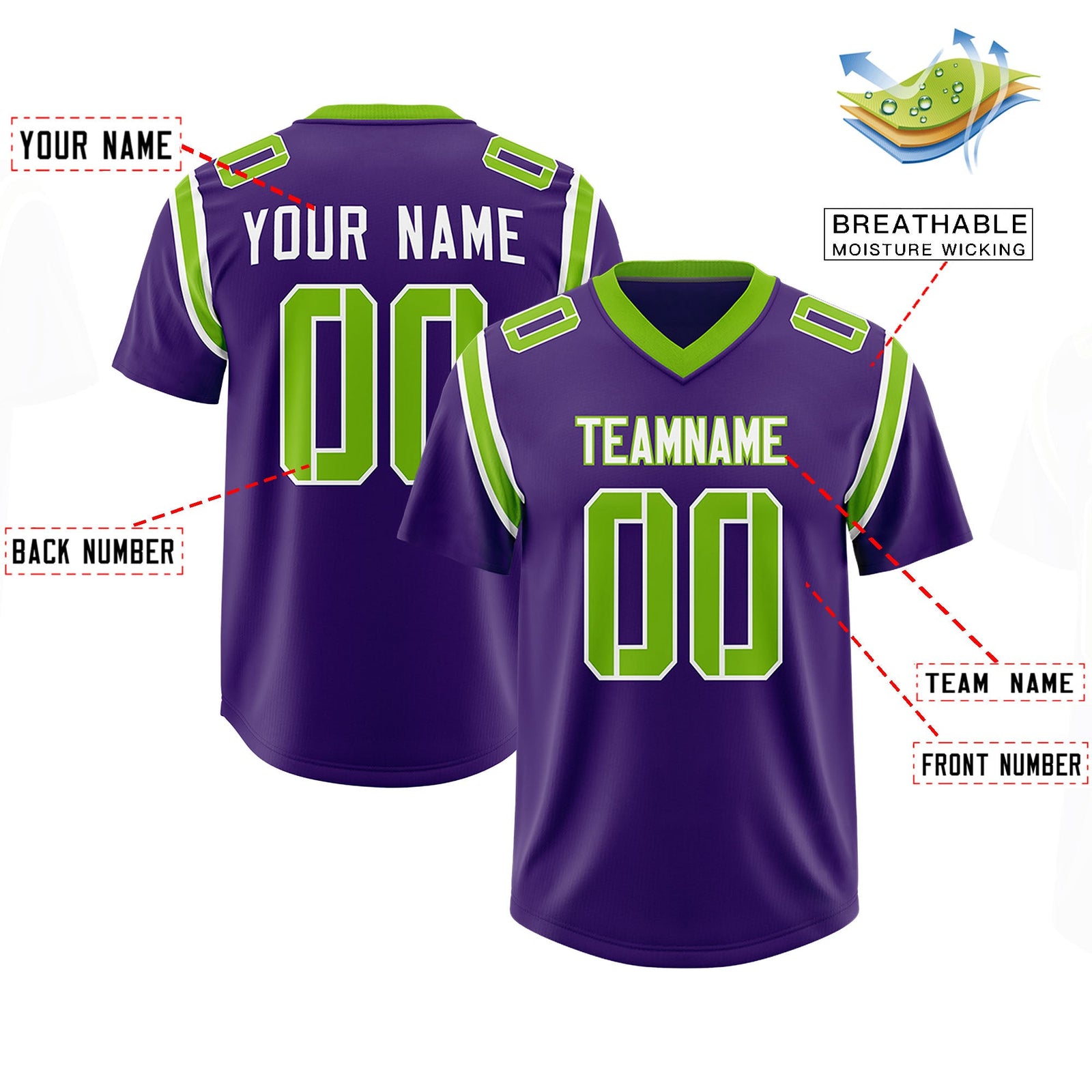 Custom Purple Personalized Shoulder Cut Two-Tone Authentic Football Jersey