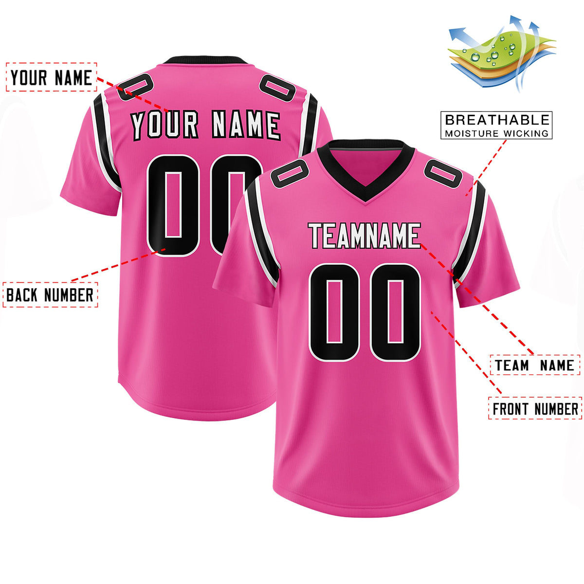 Custom Pink Personalized Shoulder Cut Two-Tone Authentic Football Jersey