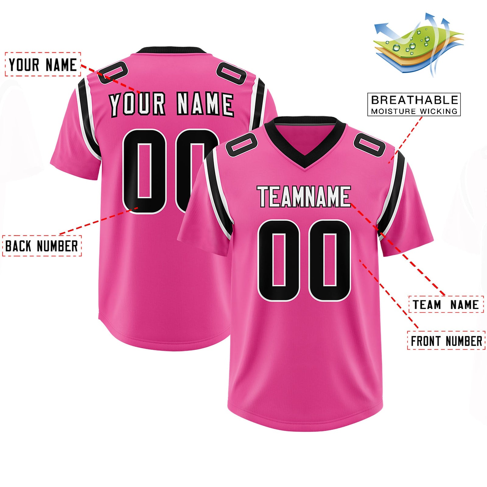 Custom Pink Personalized Shoulder Cut Two-Tone Authentic Football Jersey