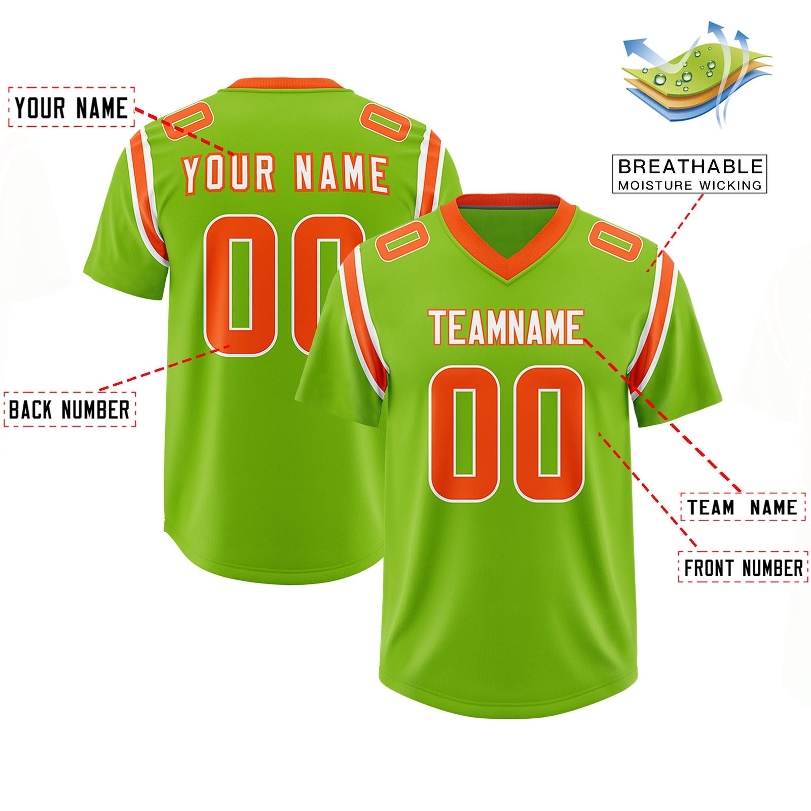 Custom Neon Green Personalized Shoulder Cut Two-Tone Authentic Football Jersey