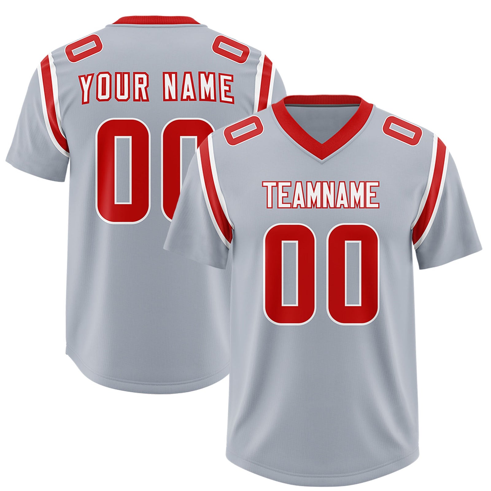 Custom Silver Personalized Shoulder Cut Two-Tone Authentic Football Jersey