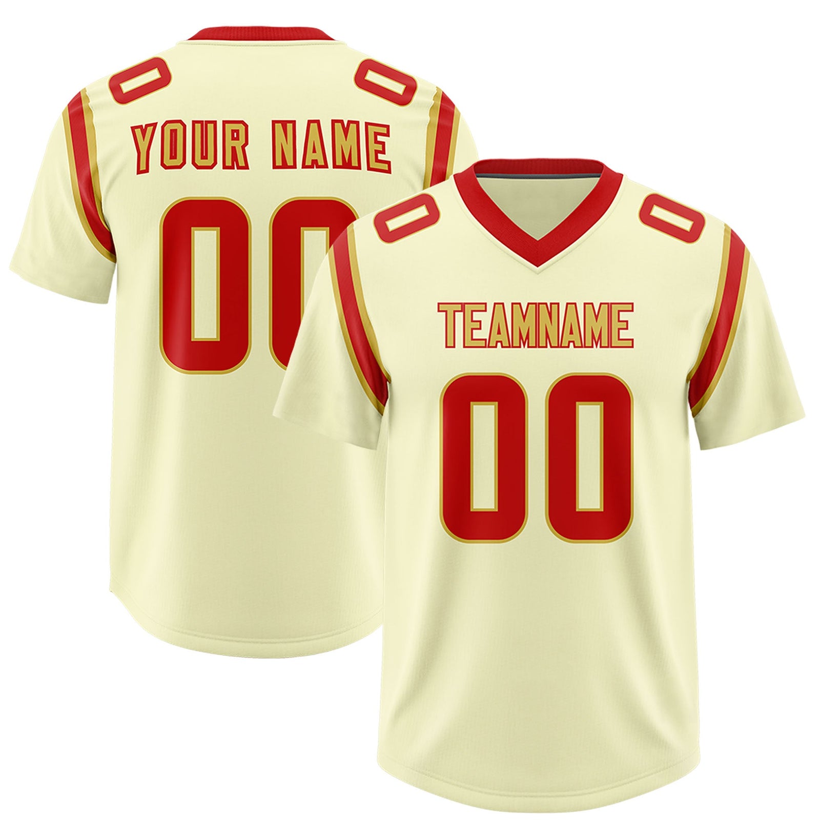 Custom Cream Personalized Shoulder Cut Two-Tone Authentic Football Jersey