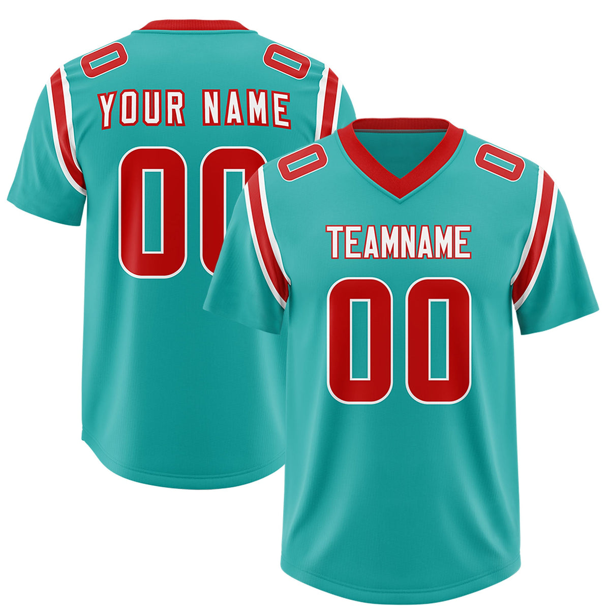 Custom Aqua Personalized Shoulder Cut Two-Tone Authentic Football Jersey