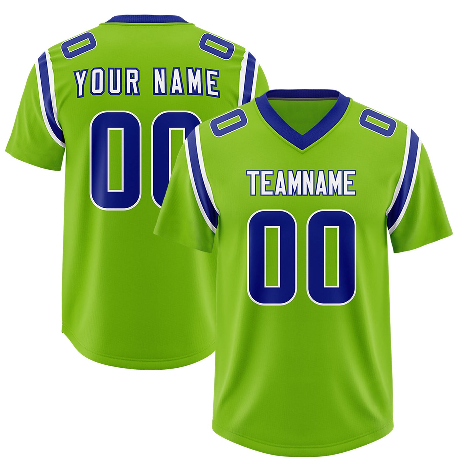 Custom Neon Green Personalized Shoulder Cut Two-Tone Authentic Football Jersey