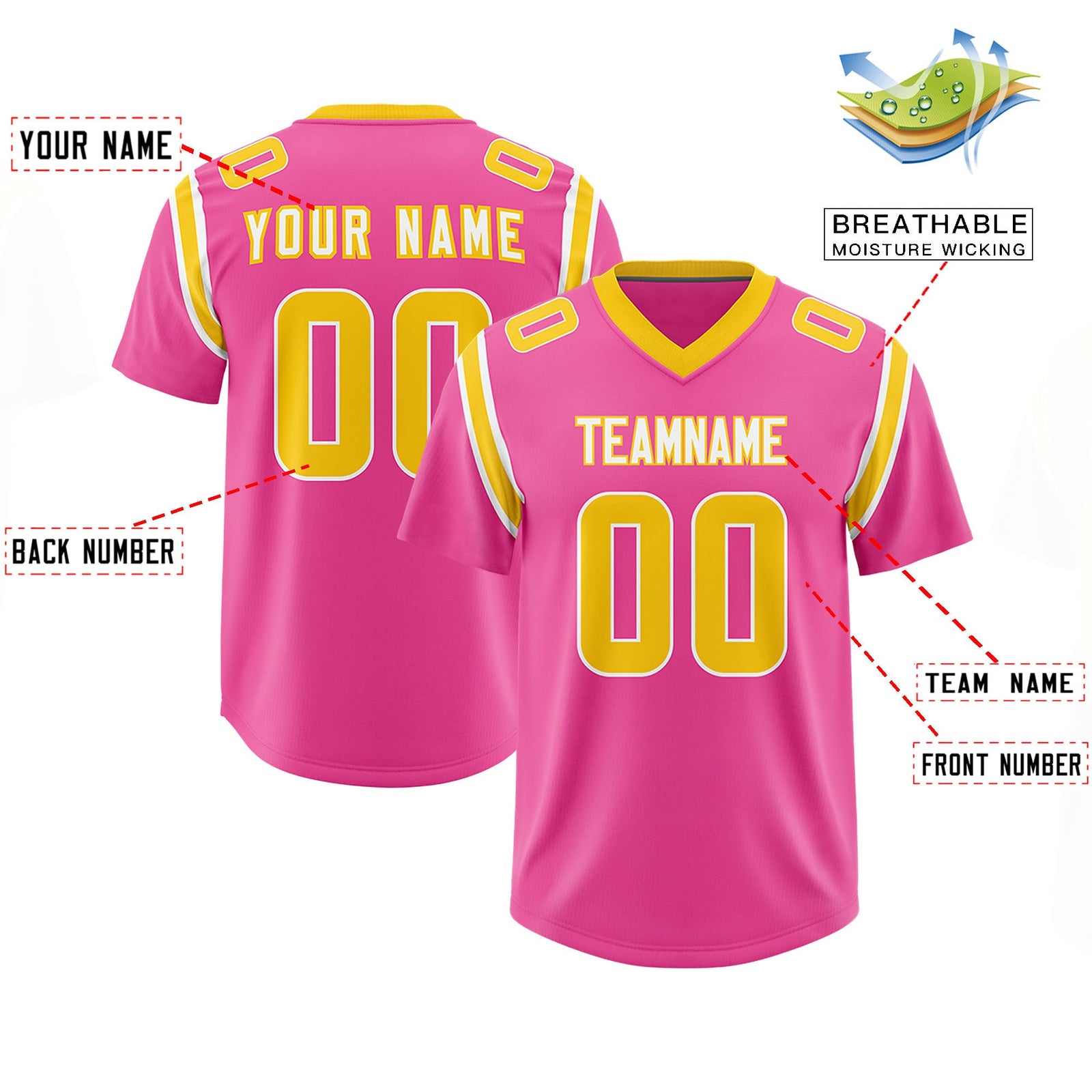 Custom Pink Personalized Shoulder Cut Two-Tone Authentic Football Jersey
