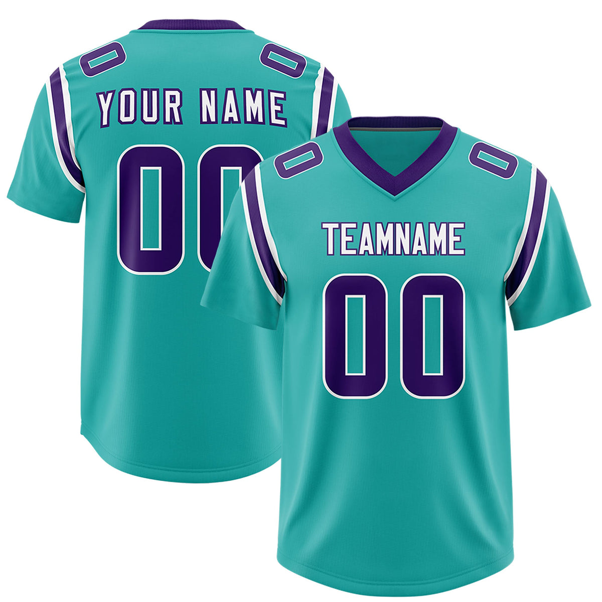 Custom Aqua Personalized Shoulder Cut Two-Tone Authentic Football Jersey