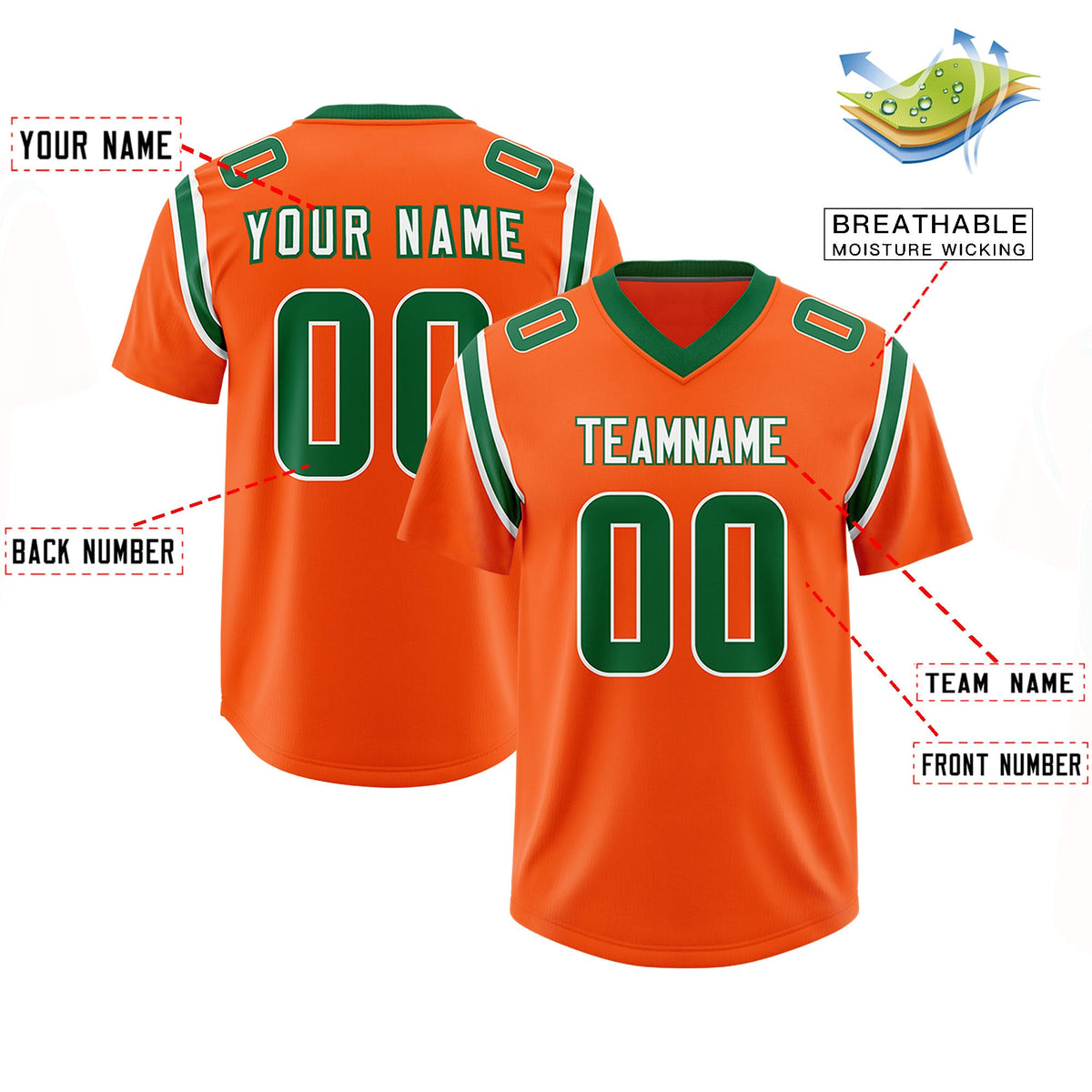 Custom Orange Personalized Shoulder Cut Two-Tone Authentic Football Jersey