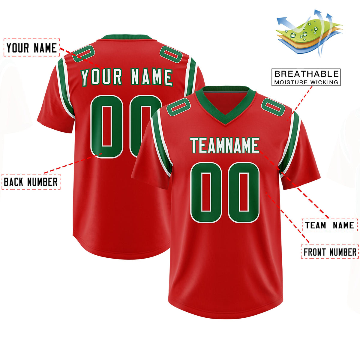 Custom Red Personalized Shoulder Cut Two-Tone Authentic Football Jersey