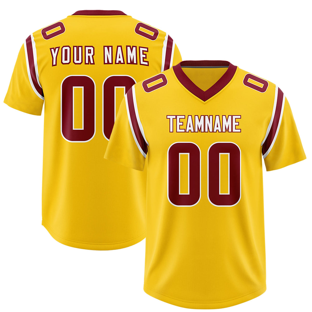Custom Gold Personalized Shoulder Cut Two-Tone Authentic Football Jersey