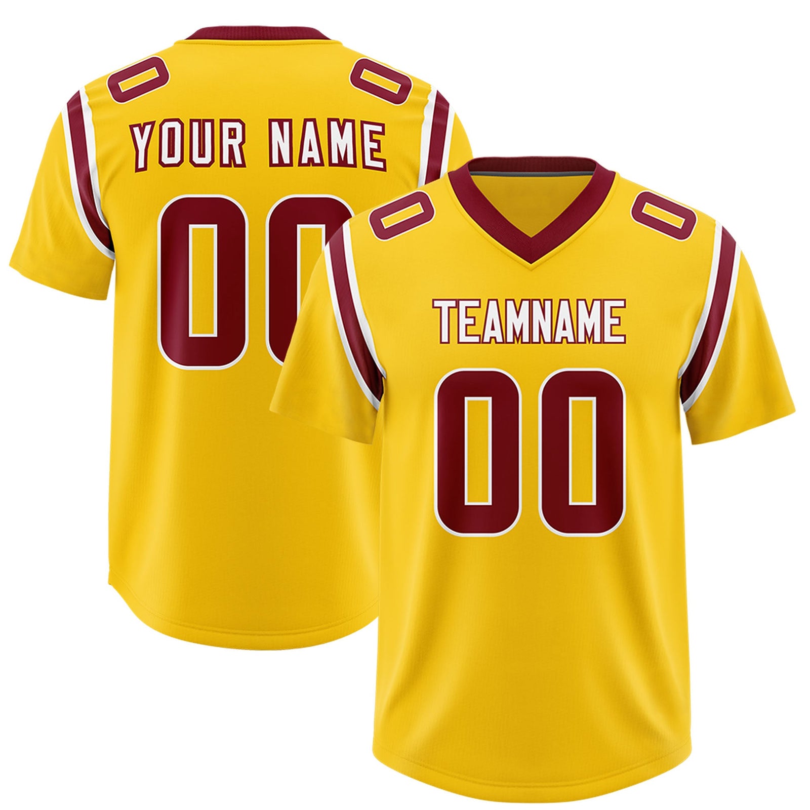 Custom Gold Personalized Shoulder Cut Two-Tone Authentic Football Jersey