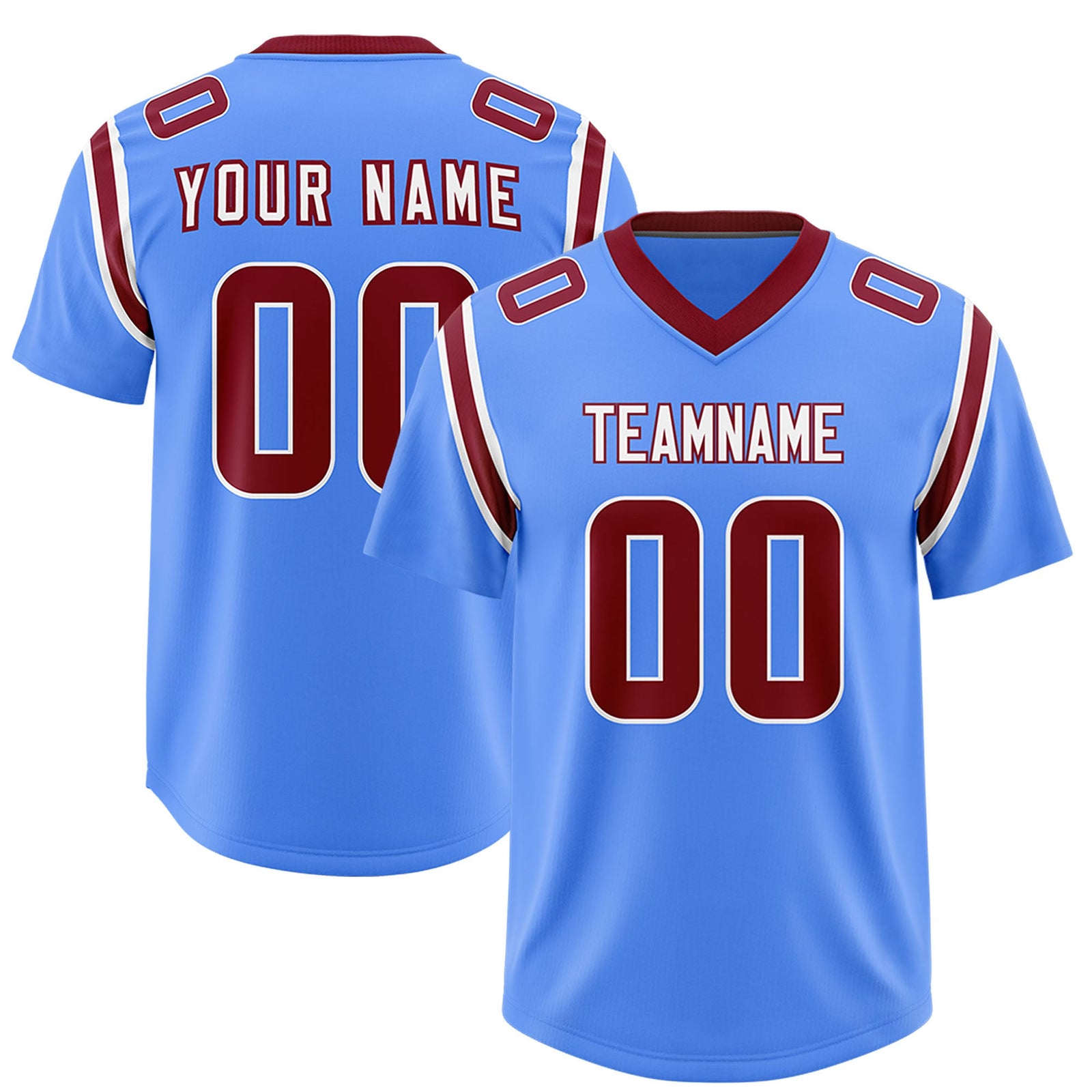 Custom Powder Blue Personalized Shoulder Cut Two-Tone Authentic Football Jersey