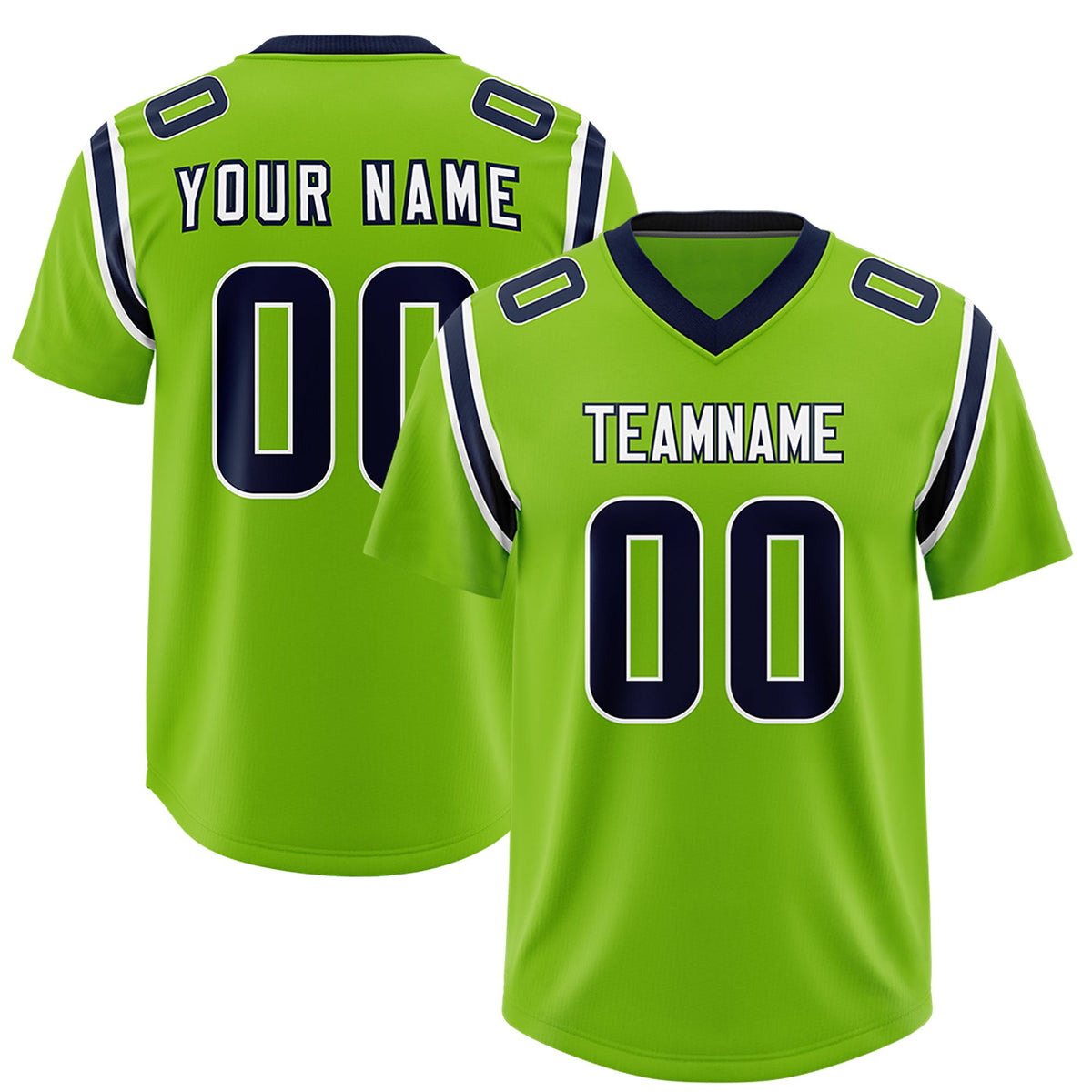 Custom Neon Green Personalized Shoulder Cut Two-Tone Authentic Football Jersey