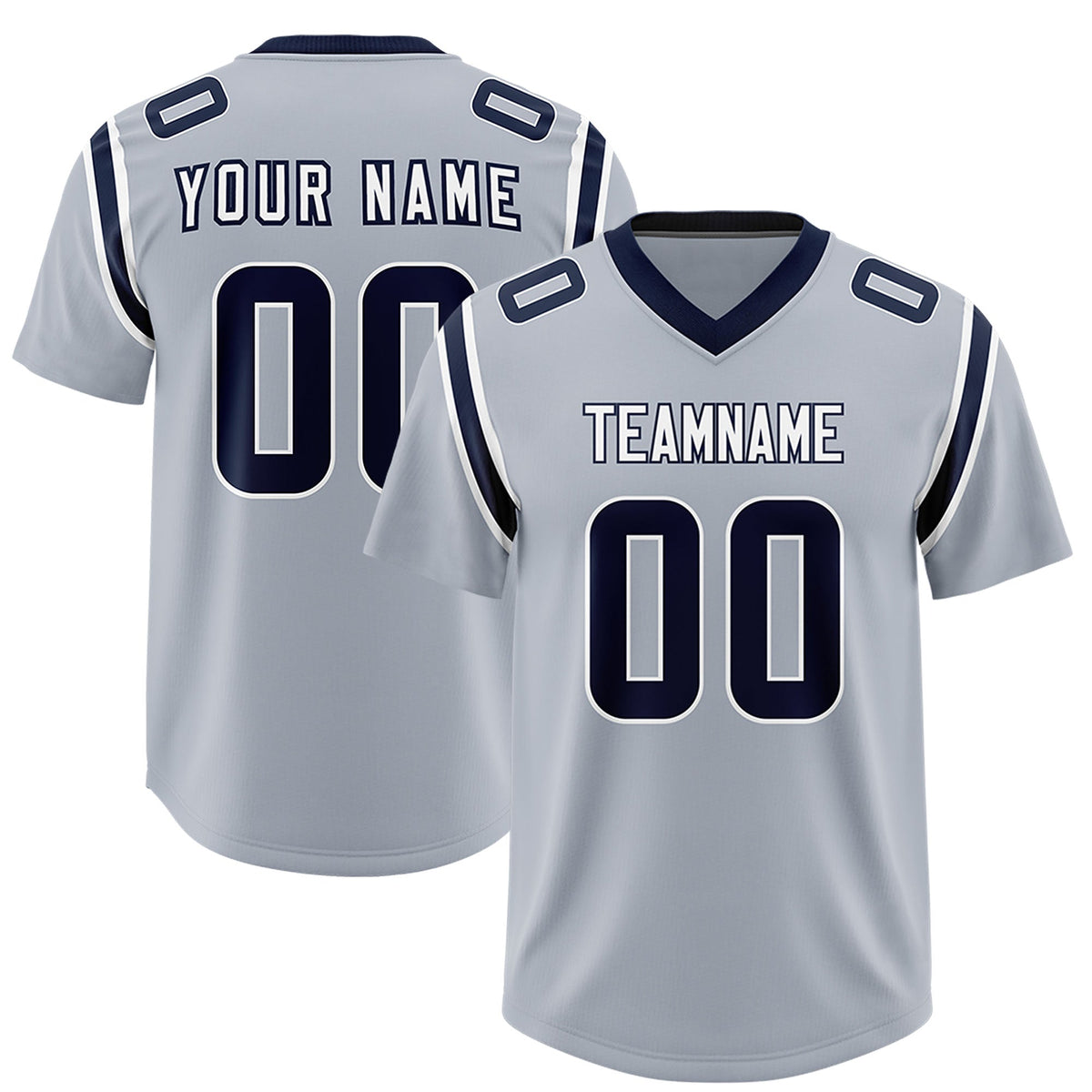 Custom Silver Personalized Shoulder Cut Two-Tone Authentic Football Jersey