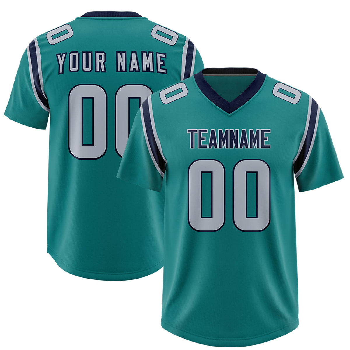 Custom Aqua Personalized Shoulder Cut Two-Tone Authentic Football Jersey