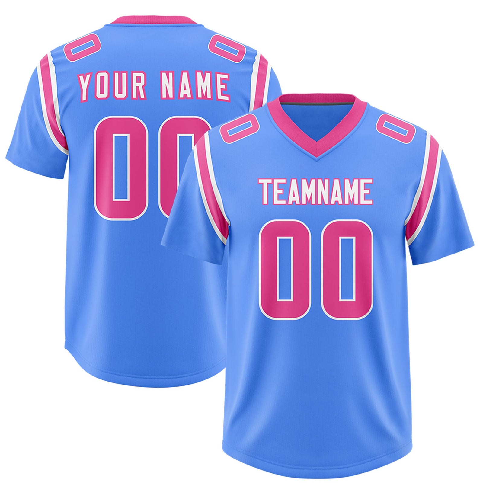Custom Powder Blue Personalized Shoulder Cut Two-Tone Authentic Football Jersey
