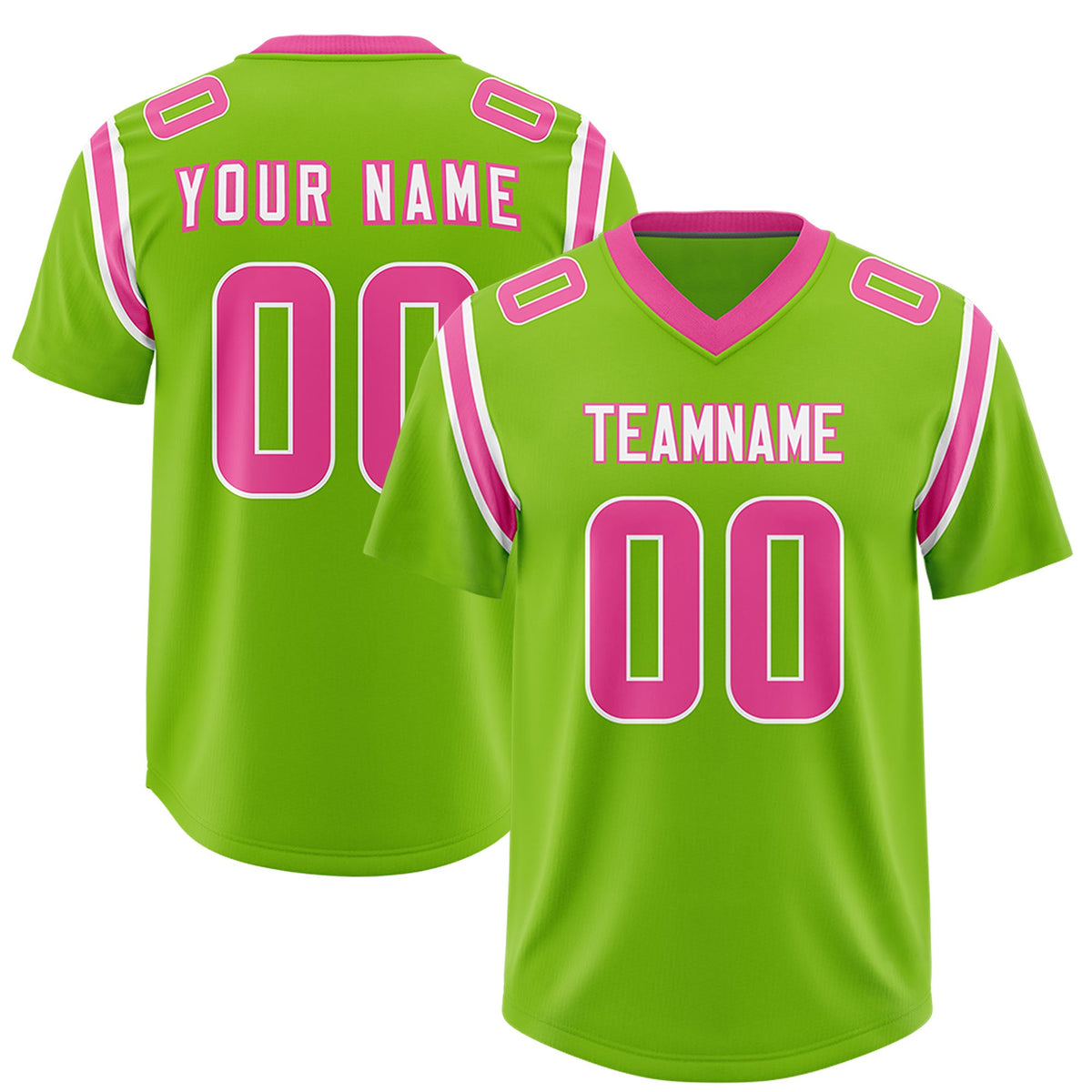 Custom Neon Green Personalized Shoulder Cut Two-Tone Authentic Football Jersey