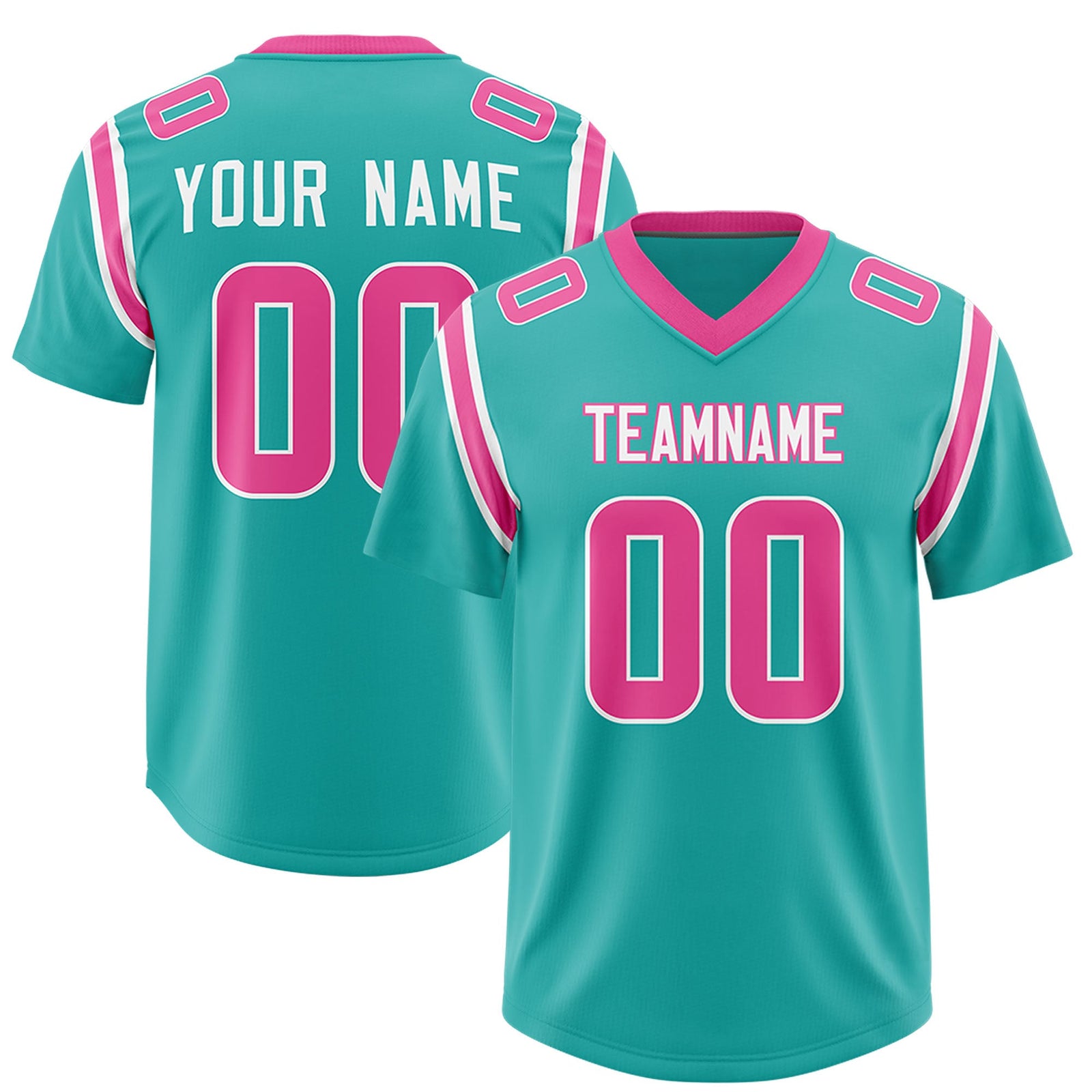 Custom Aqua Personalized Shoulder Cut Two-Tone Authentic Football Jersey