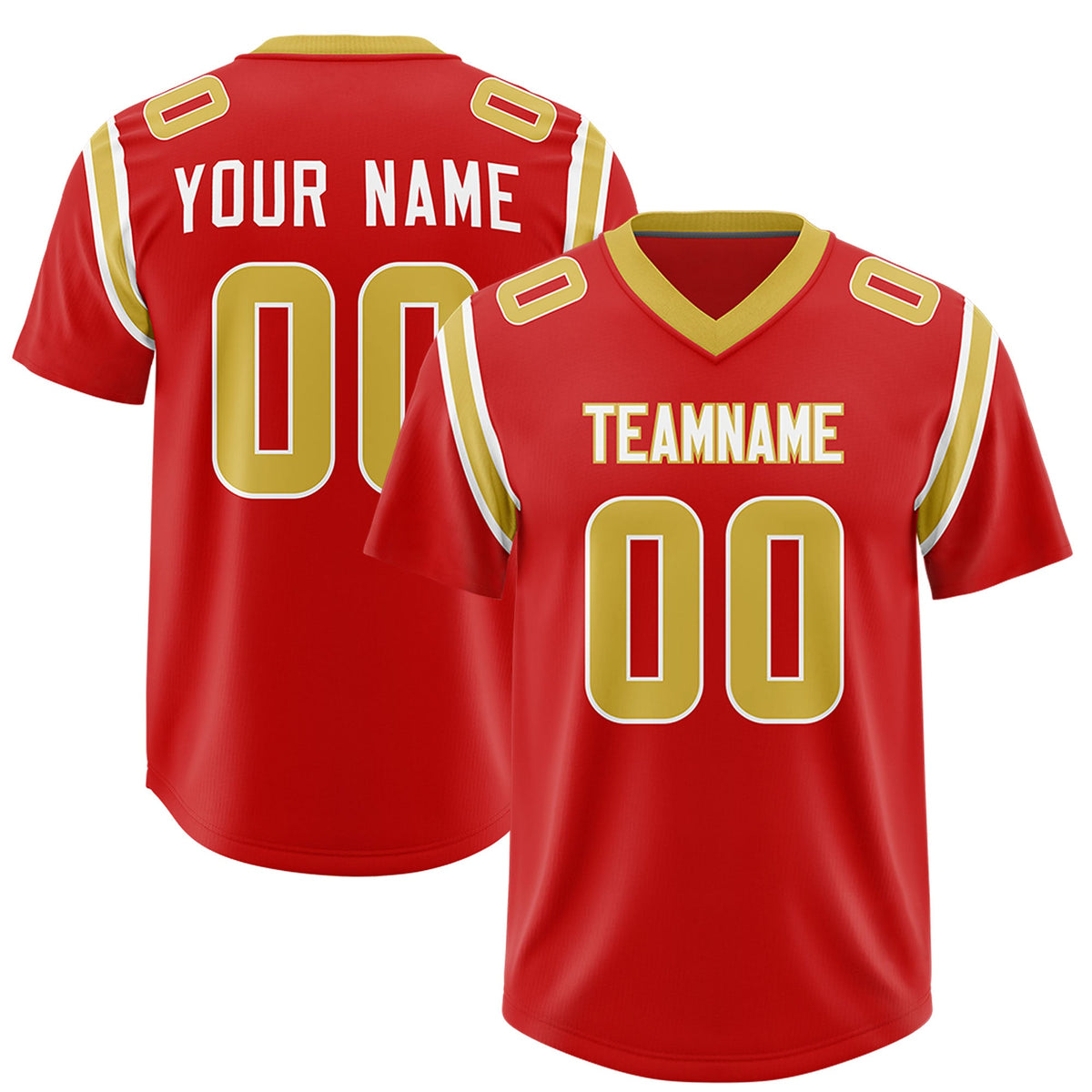 Custom Red Personalized Shoulder Cut Two-Tone Authentic Football Jersey