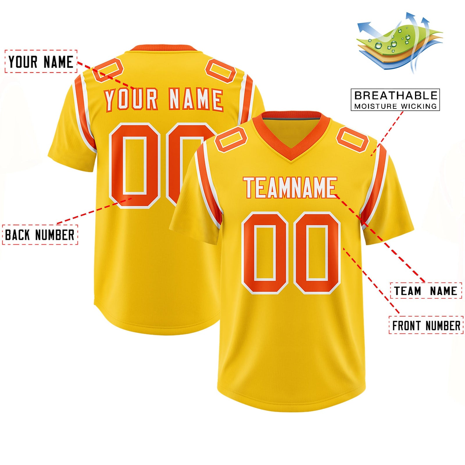 Custom Gold Personalized Shoulder Cut Two-Tone Authentic Football Jersey