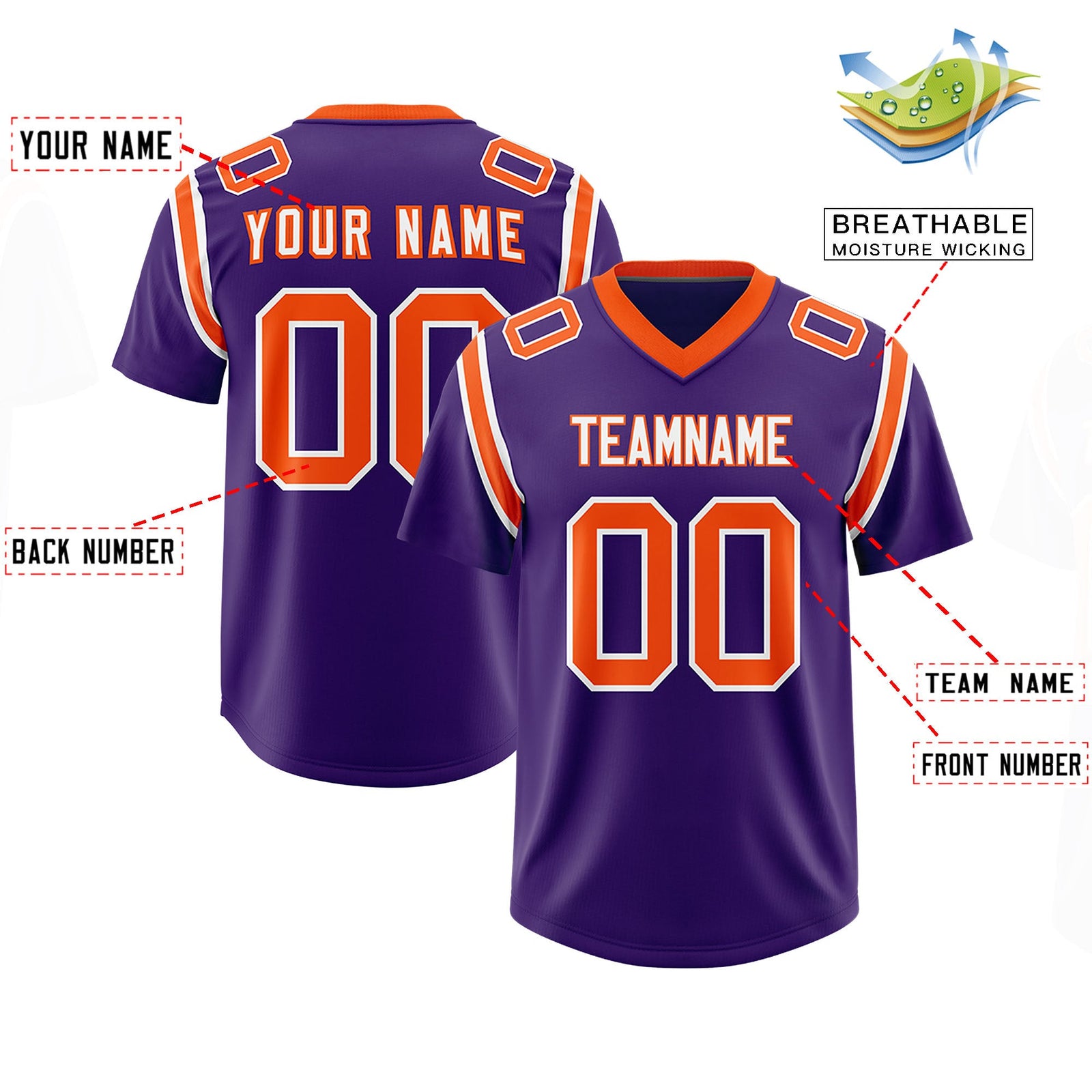 Custom Purple Personalized Shoulder Cut Two-Tone Authentic Football Jersey