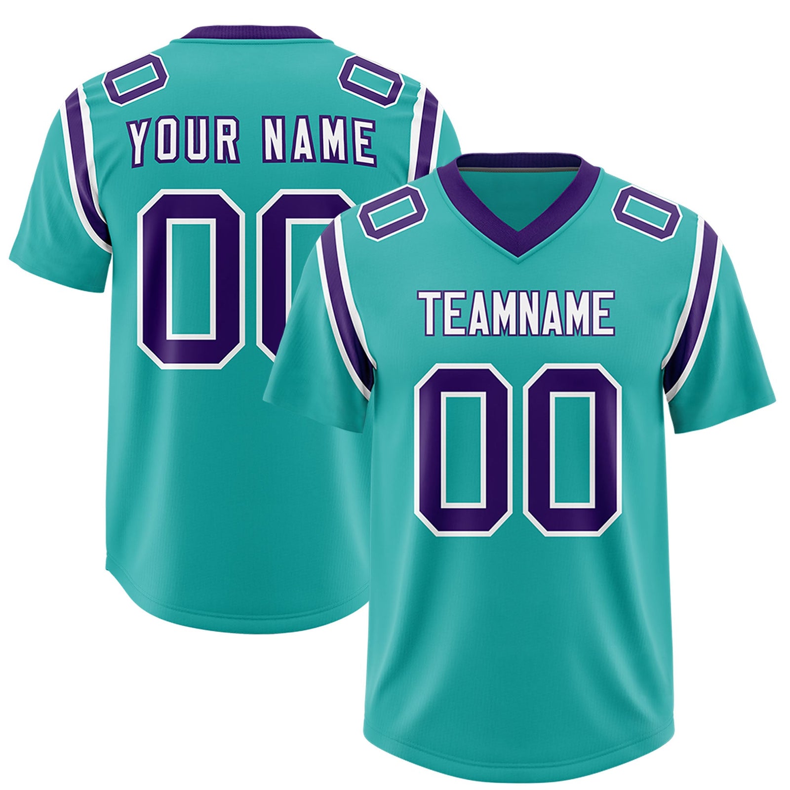 Custom Aqua Personalized Shoulder Cut Two-Tone Authentic Football Jersey