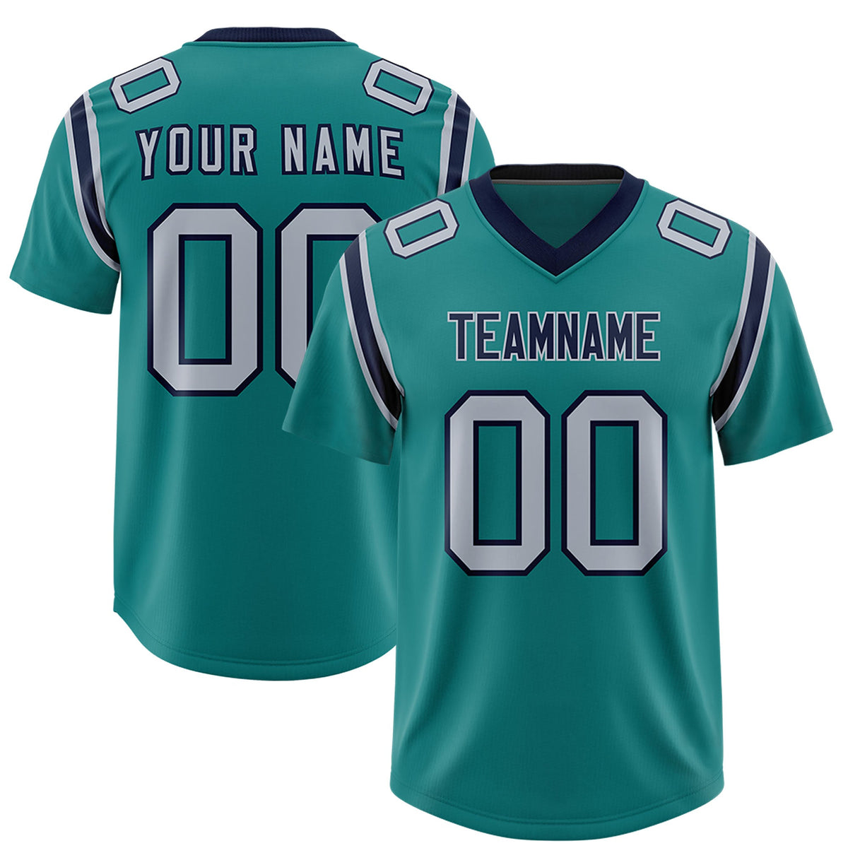 Custom Aqua Personalized Shoulder Cut Two-Tone Authentic Football Jersey