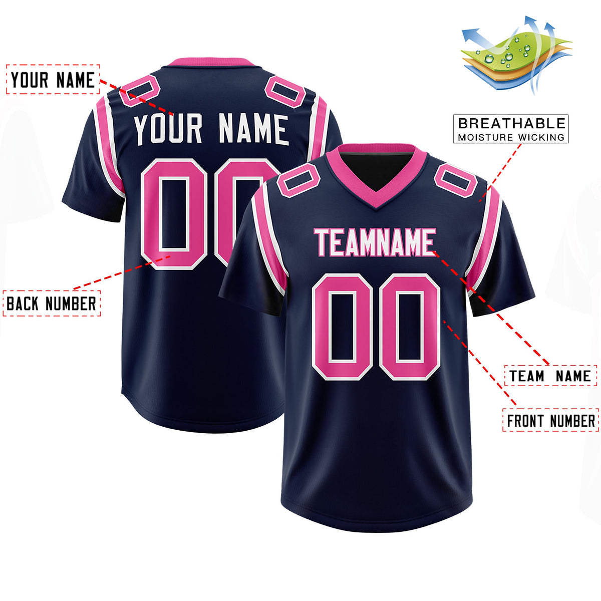 Custom Navy Personalized Shoulder Cut Two-Tone Authentic Football Jersey