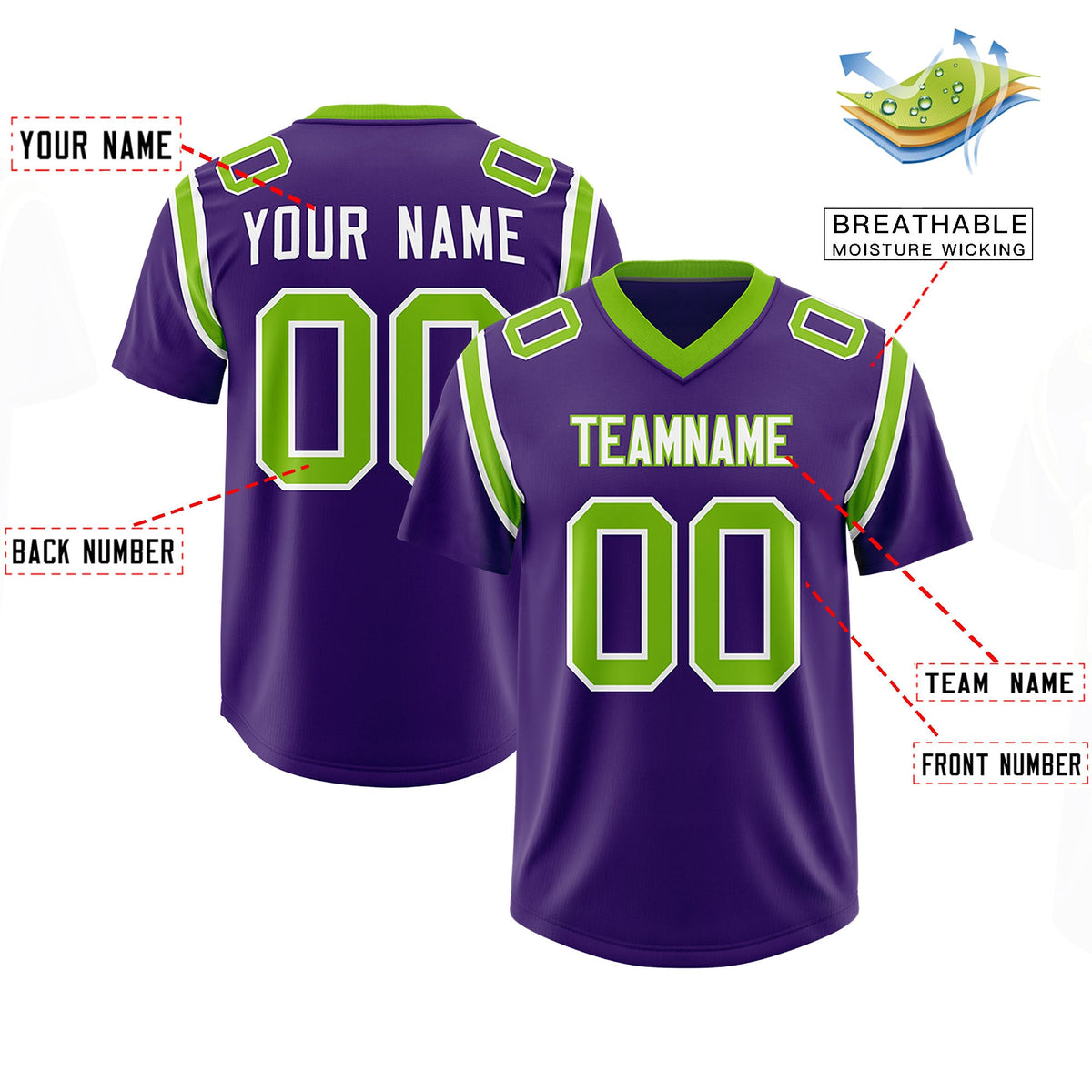Custom Purple Personalized Shoulder Cut Two-Tone Authentic Football Jersey