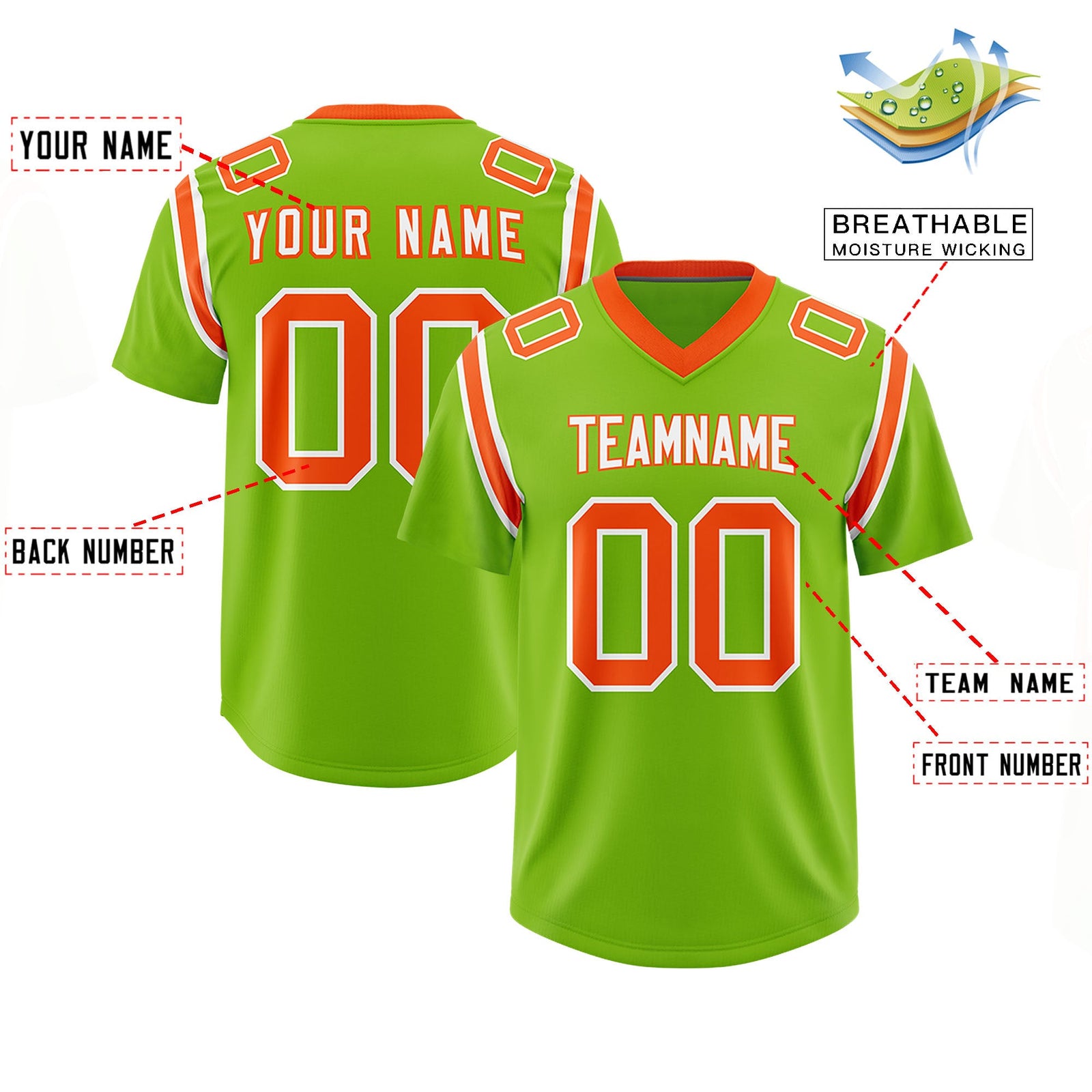 Custom Neon Green Personalized Shoulder Cut Two-Tone Authentic Football Jersey