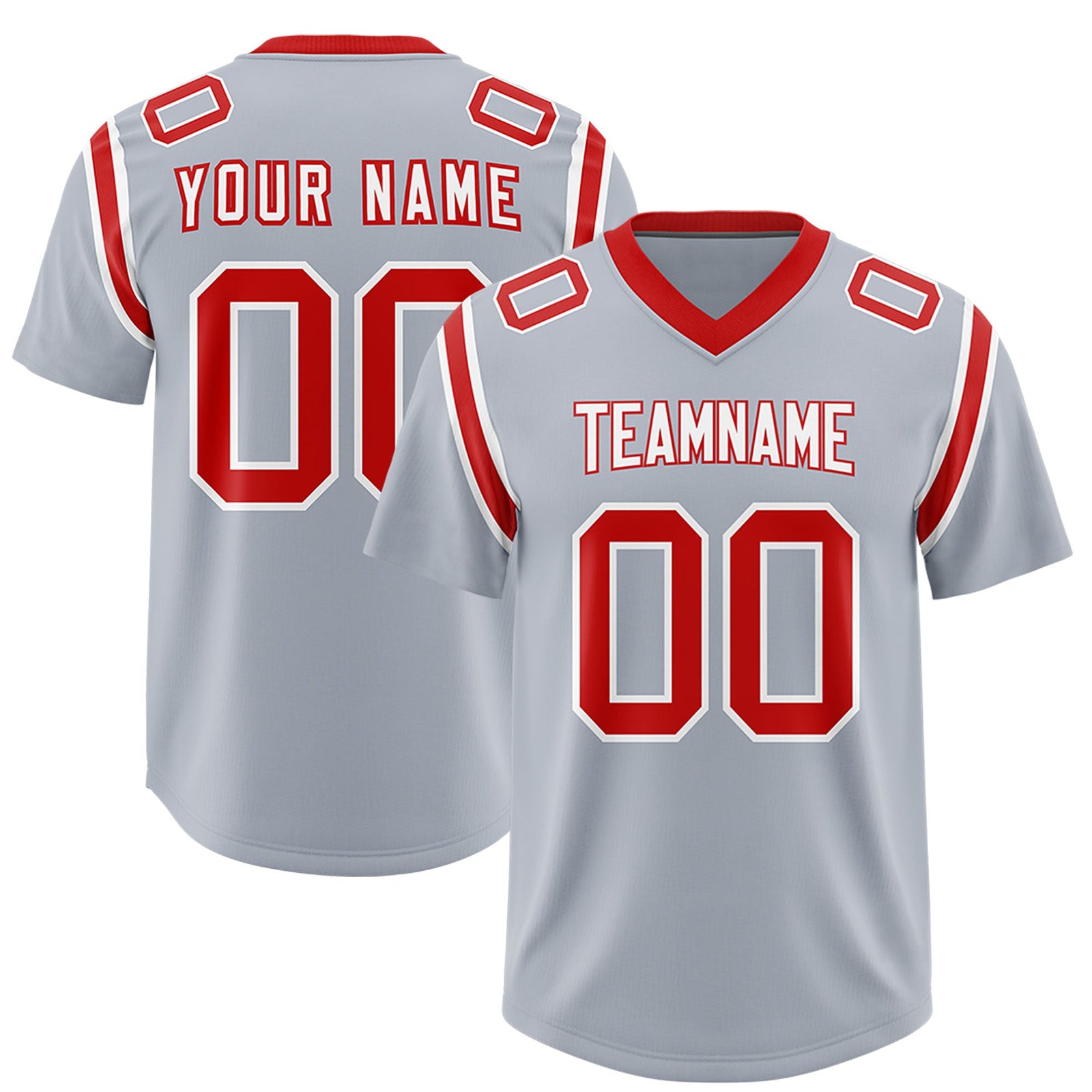 Custom Silver Personalized Shoulder Cut Two-Tone Authentic Football Jersey