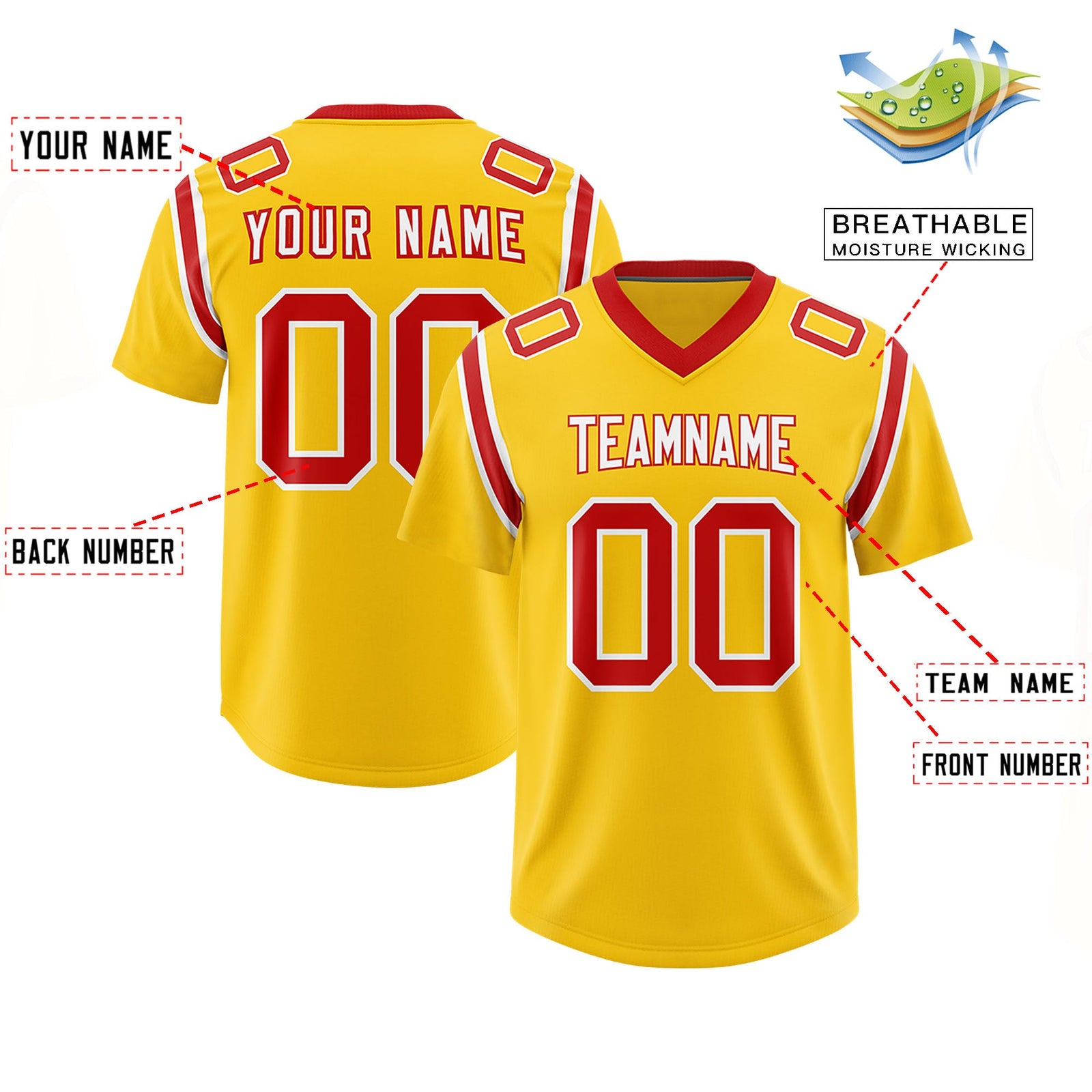 Custom Gold Personalized Shoulder Cut Two-Tone Authentic Football Jersey