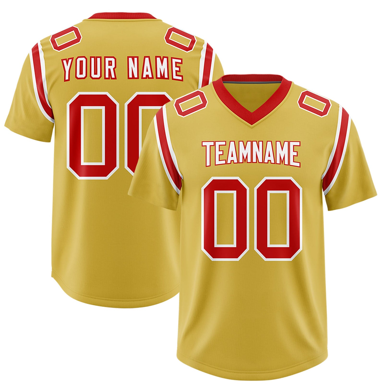 Custom Old Gold Personalized Shoulder Cut Two-Tone Authentic Football Jersey