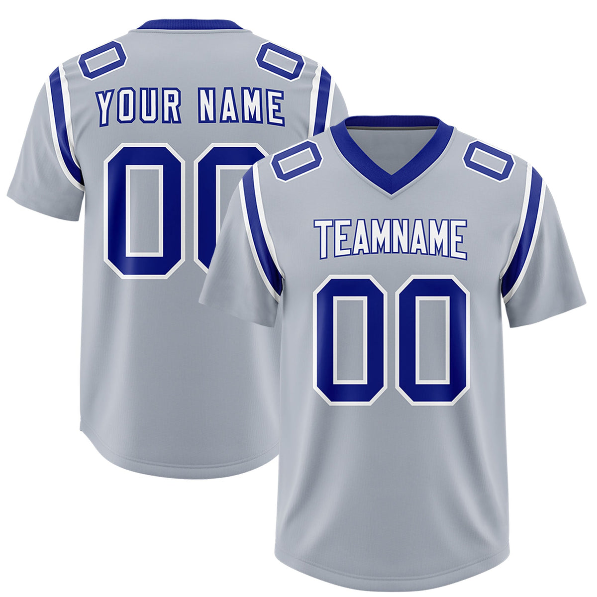 Custom Silver Personalized Shoulder Cut Two-Tone Authentic Football Jersey