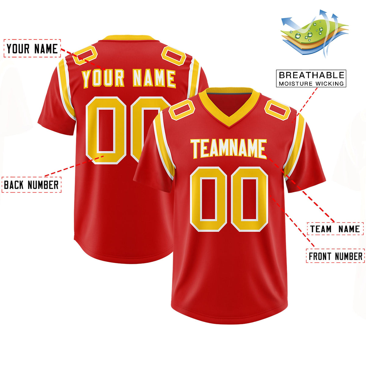 Custom Red Personalized Shoulder Cut Two-Tone Authentic Football Jersey