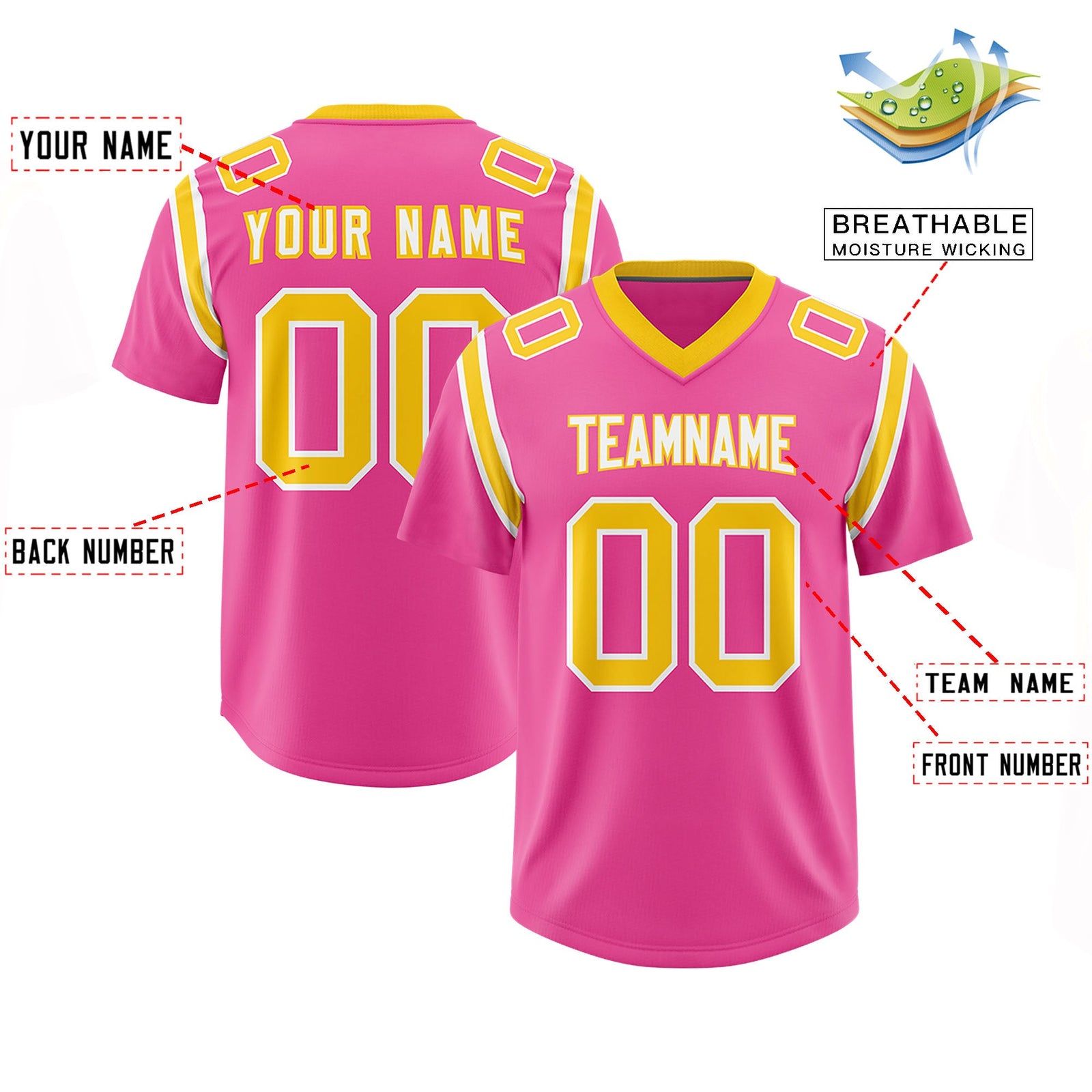 Custom Pink Personalized Shoulder Cut Two-Tone Authentic Football Jersey