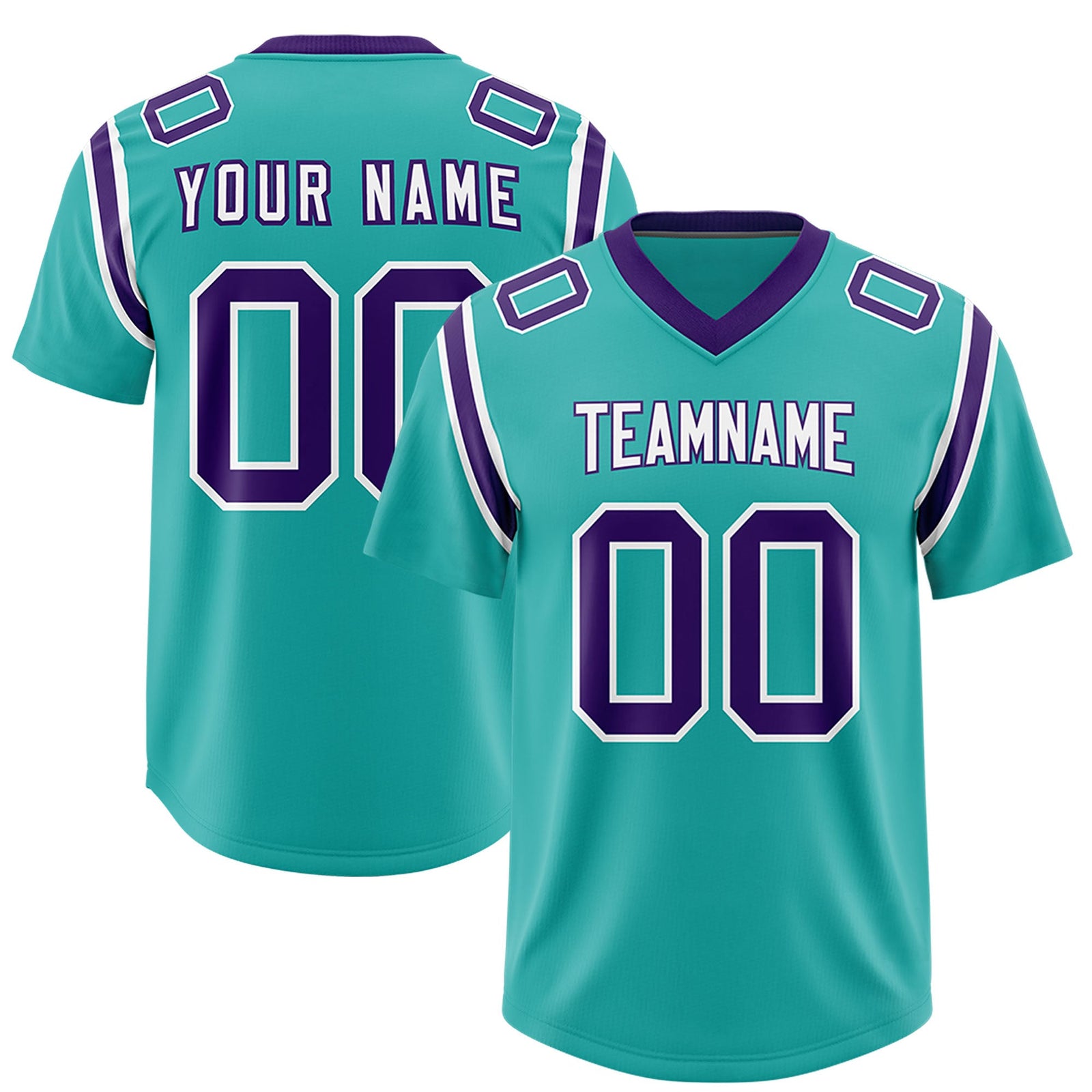 Custom Aqua Personalized Shoulder Cut Two-Tone Authentic Football Jersey