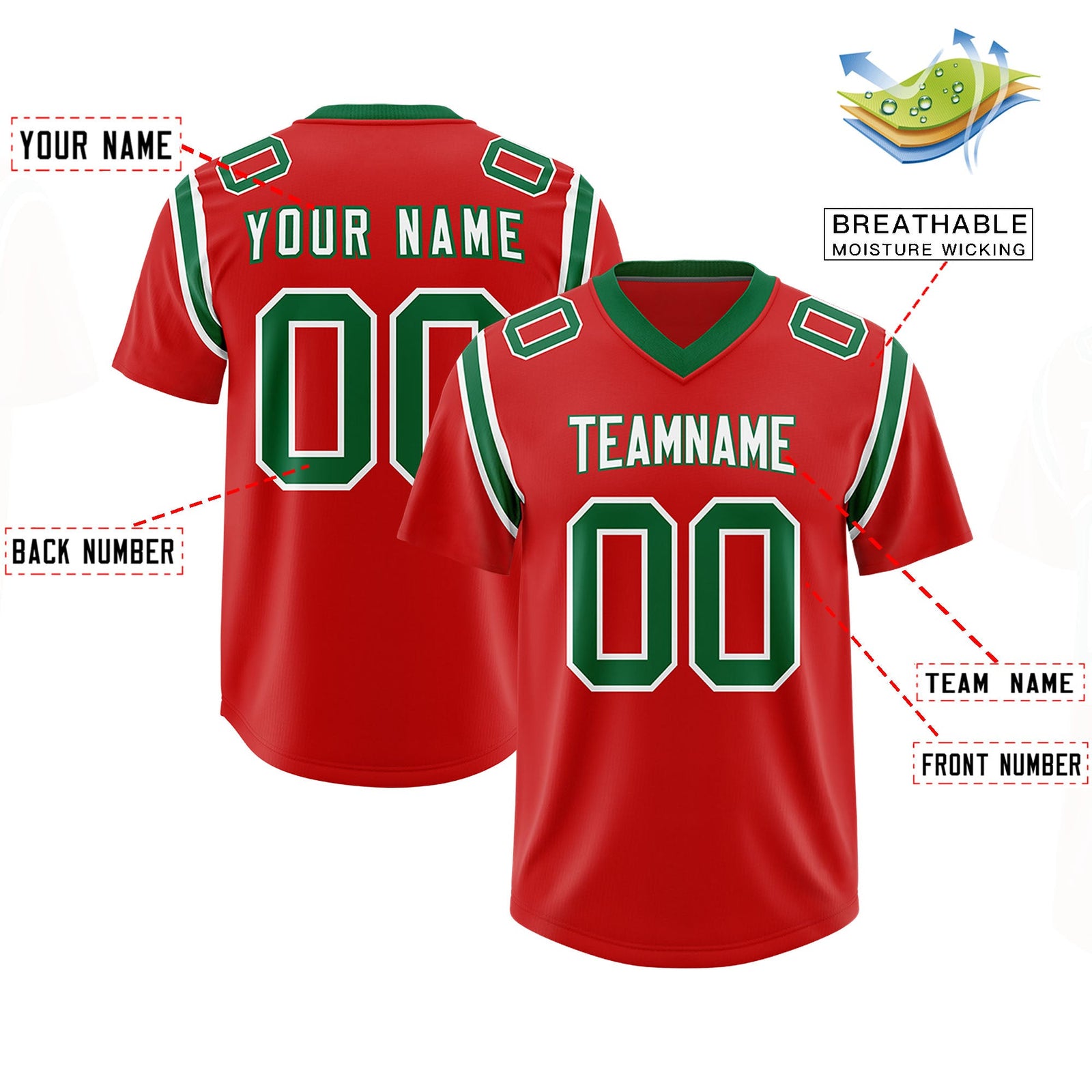 Custom Red Personalized Shoulder Cut Two-Tone Authentic Football Jersey