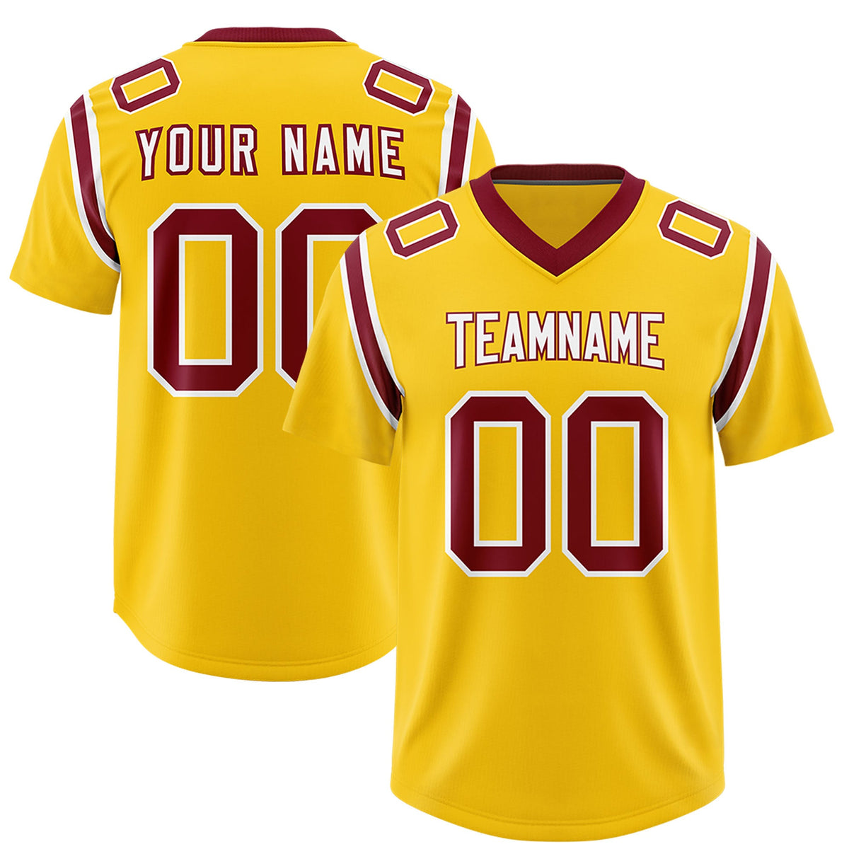 Custom Gold Personalized Shoulder Cut Two-Tone Authentic Football Jersey