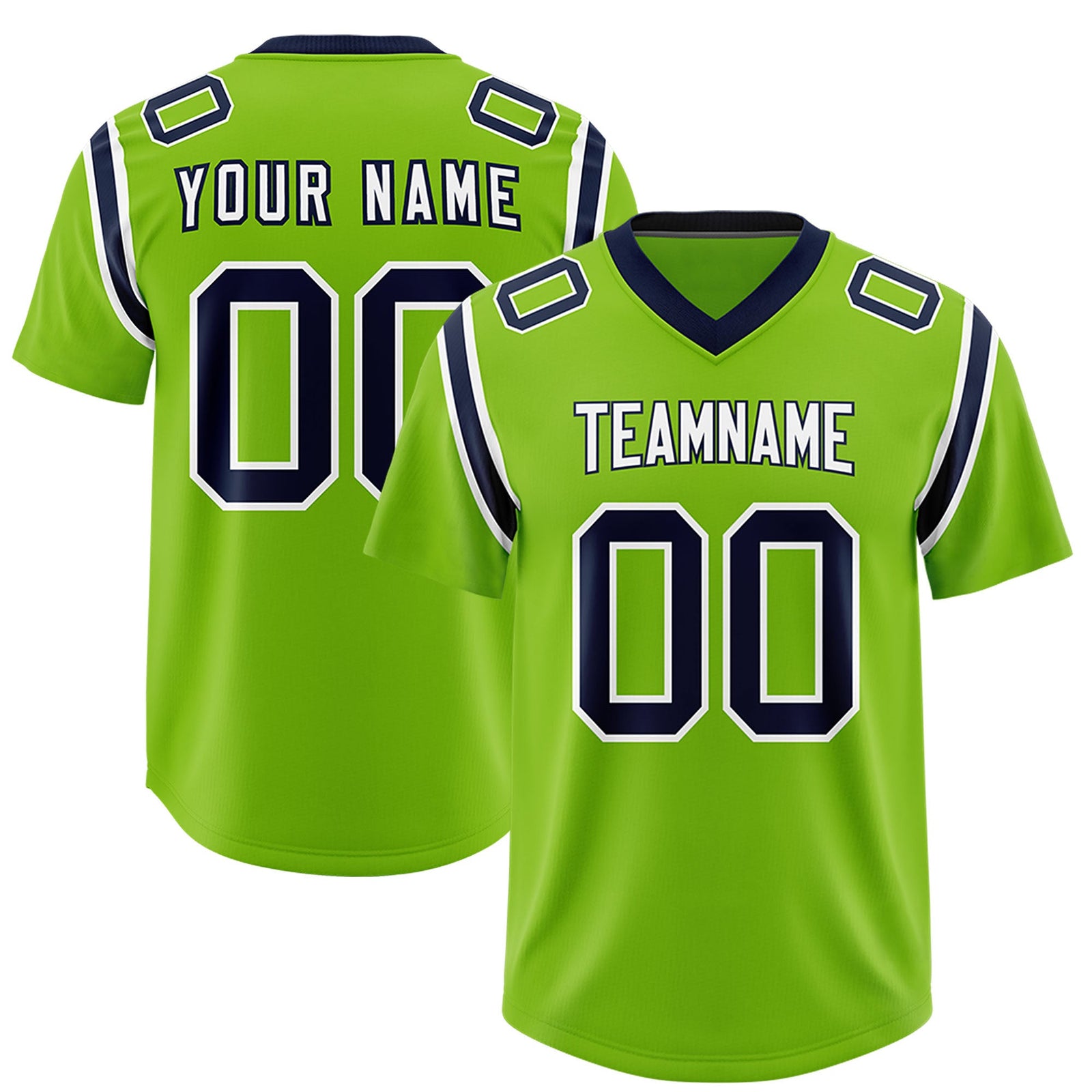 Custom Neon Green Personalized Shoulder Cut Two-Tone Authentic Football Jersey