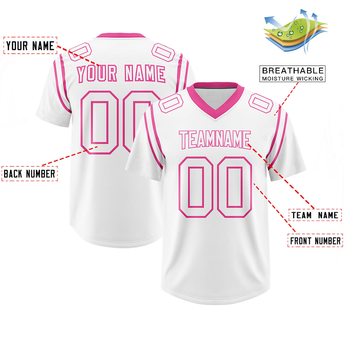 Custom White Personalized Shoulder Cut Two-Tone Authentic Football Jersey