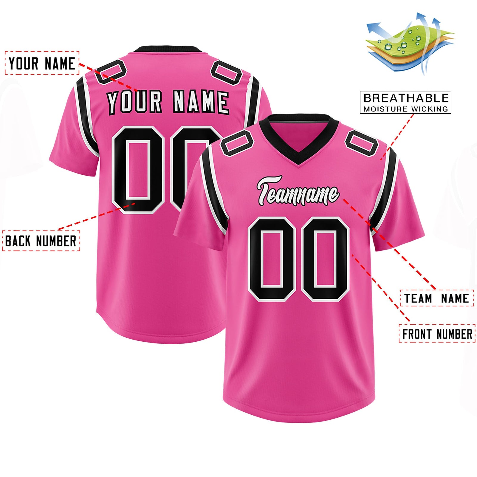 Custom Pink Personalized Shoulder Cut Two-Tone Authentic Football Jersey