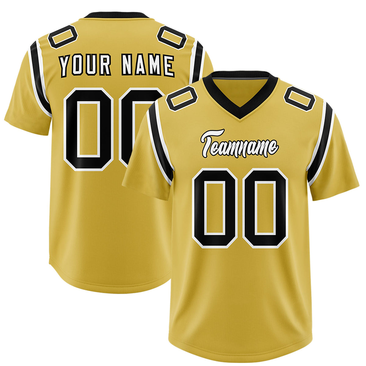 Custom Old Gold Personalized Shoulder Cut Two-Tone Authentic Football Jersey