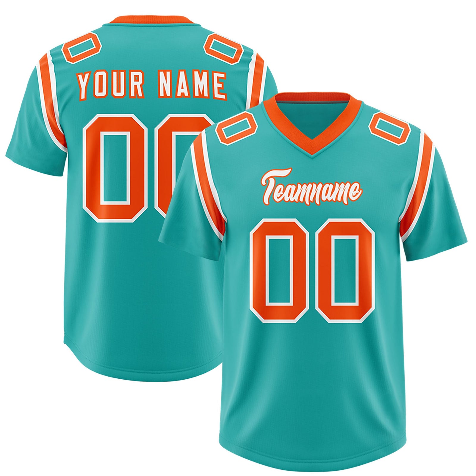Custom Aqua Personalized Shoulder Cut Two-Tone Authentic Football Jersey