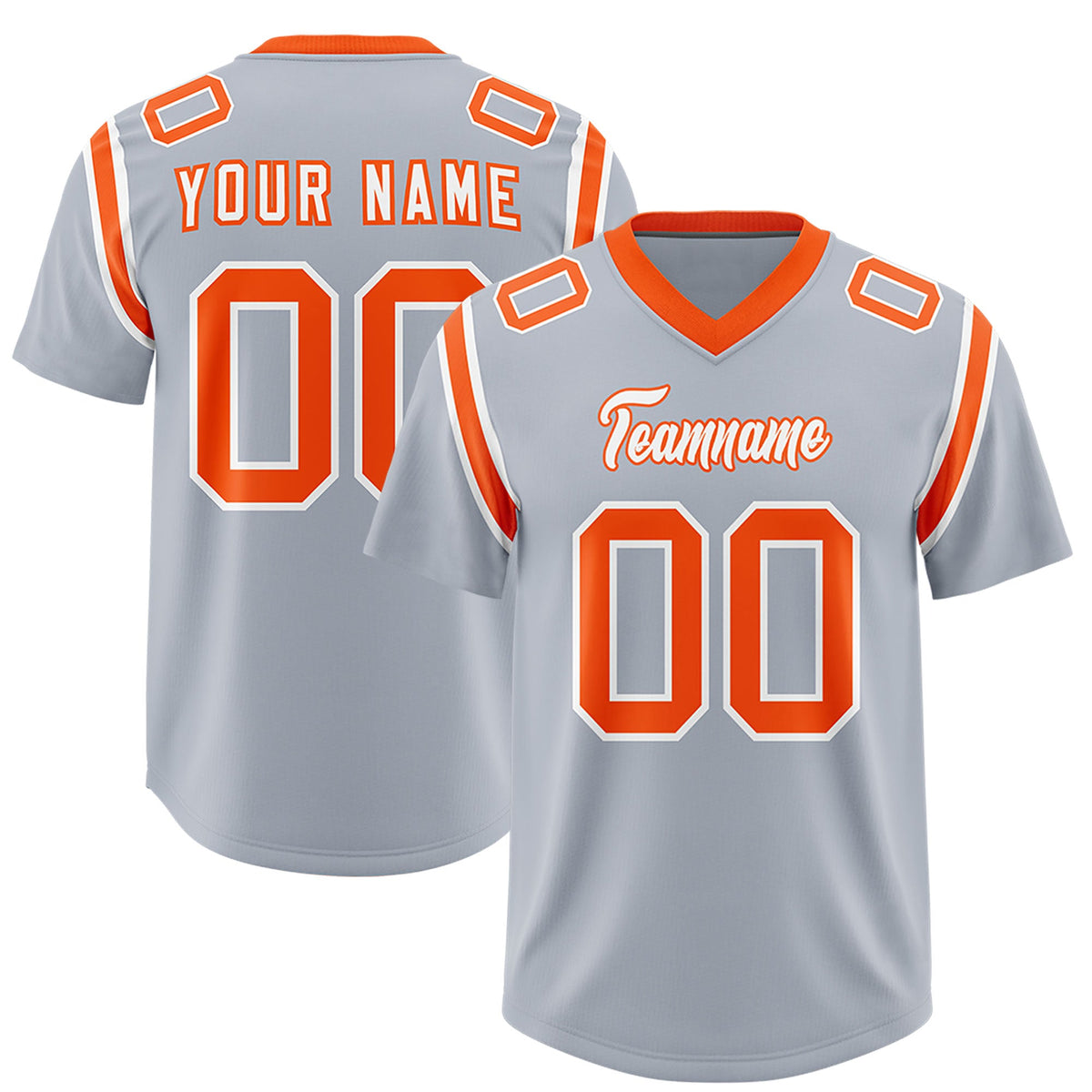 Custom Silver Personalized Shoulder Cut Two-Tone Authentic Football Jersey