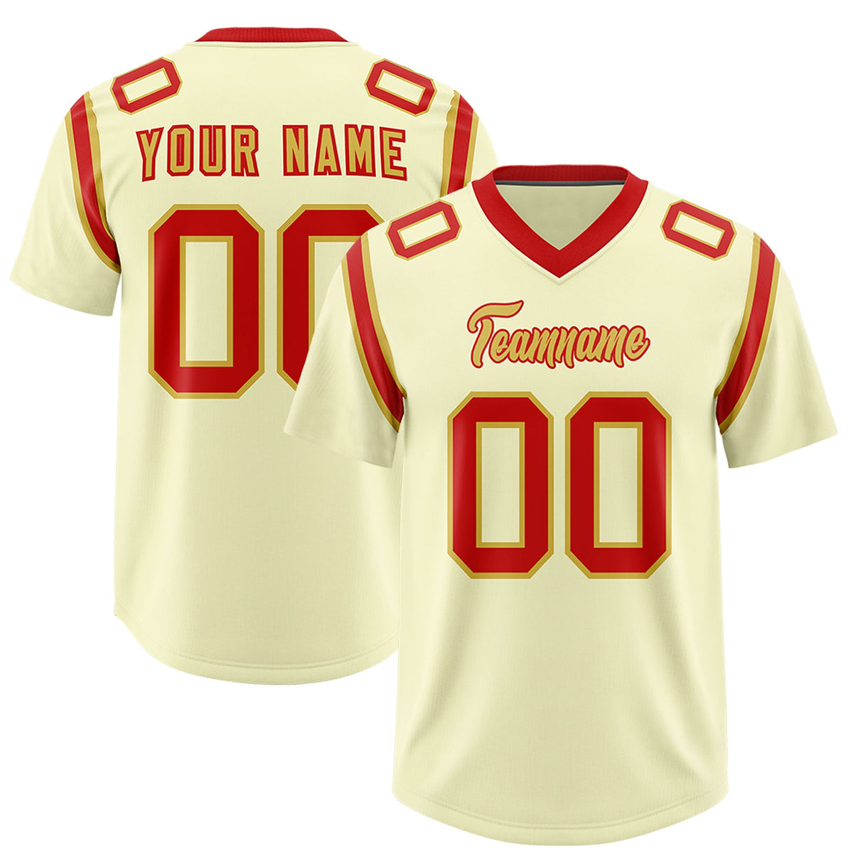 Custom Cream Personalized Shoulder Cut Two-Tone Authentic Football Jersey